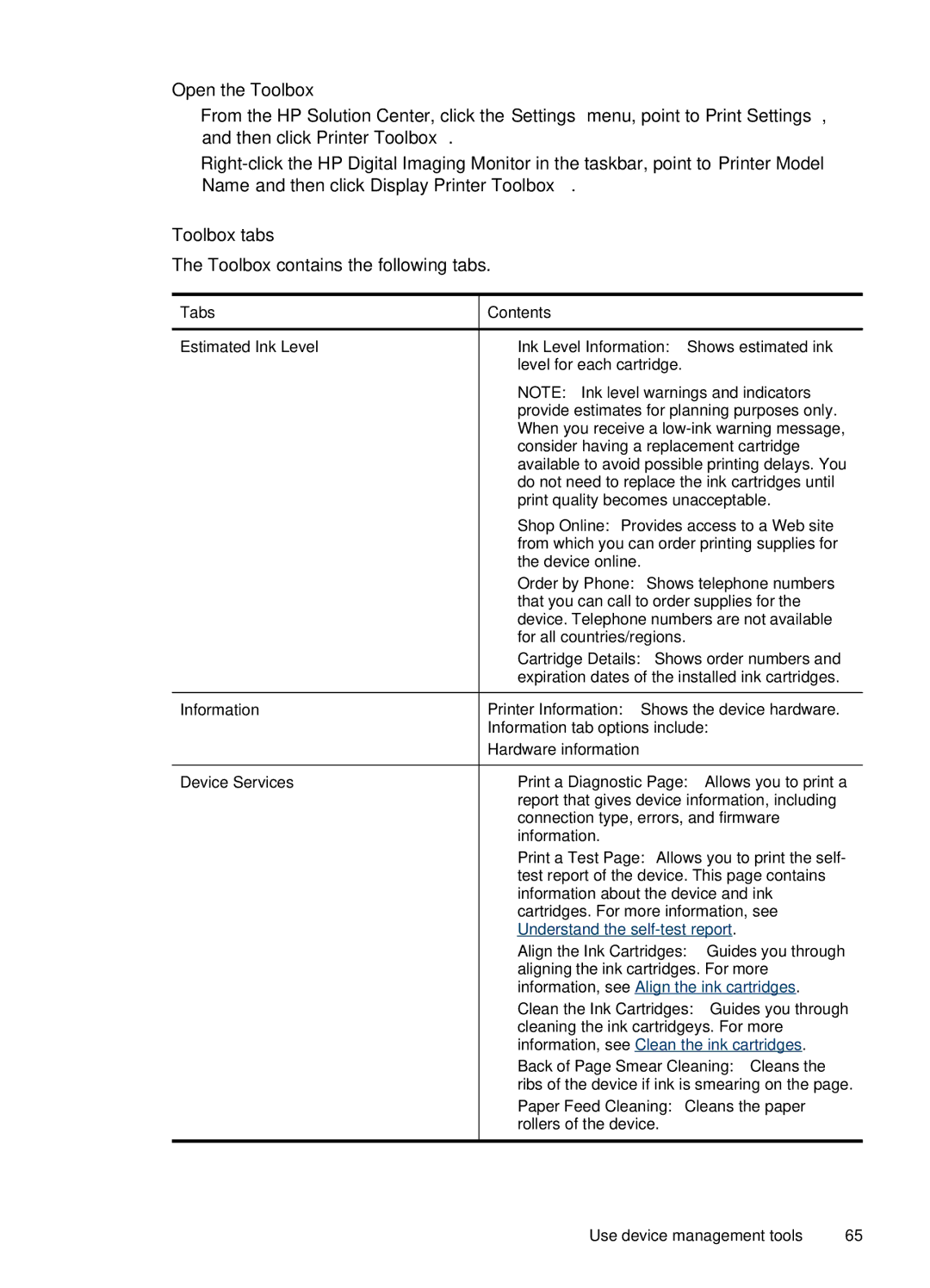 HP J4660 manual Open the Toolbox, Toolbox tabs 