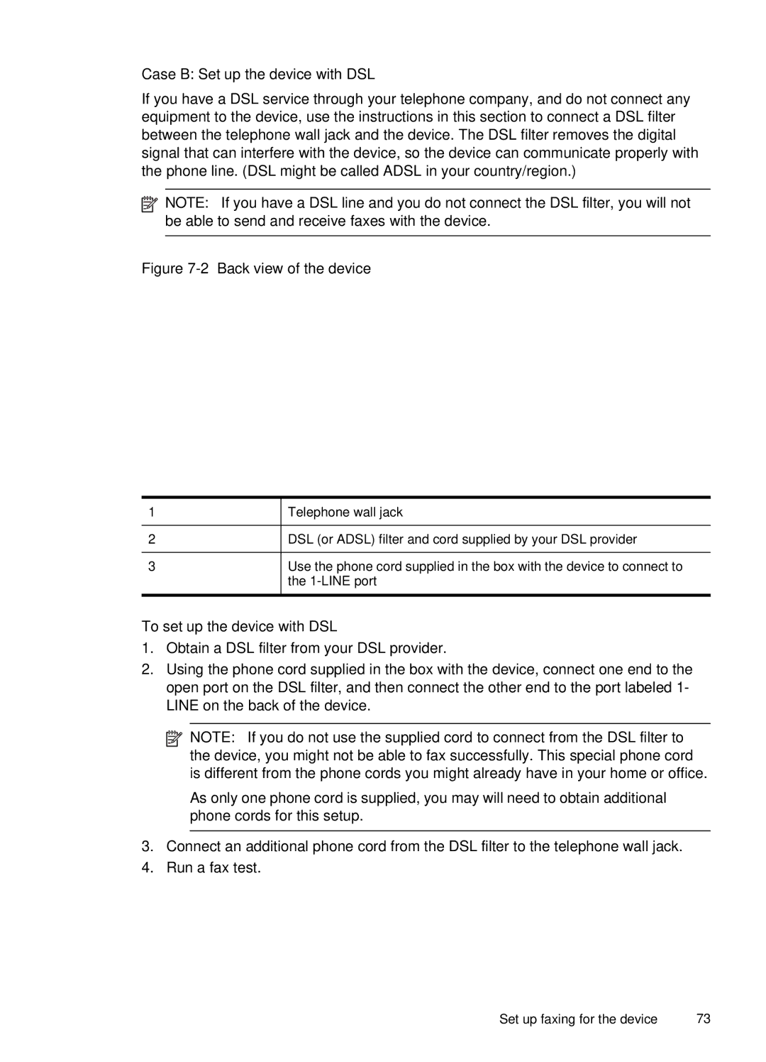 HP J4660 manual Case B Set up the device with DSL, To set up the device with DSL 