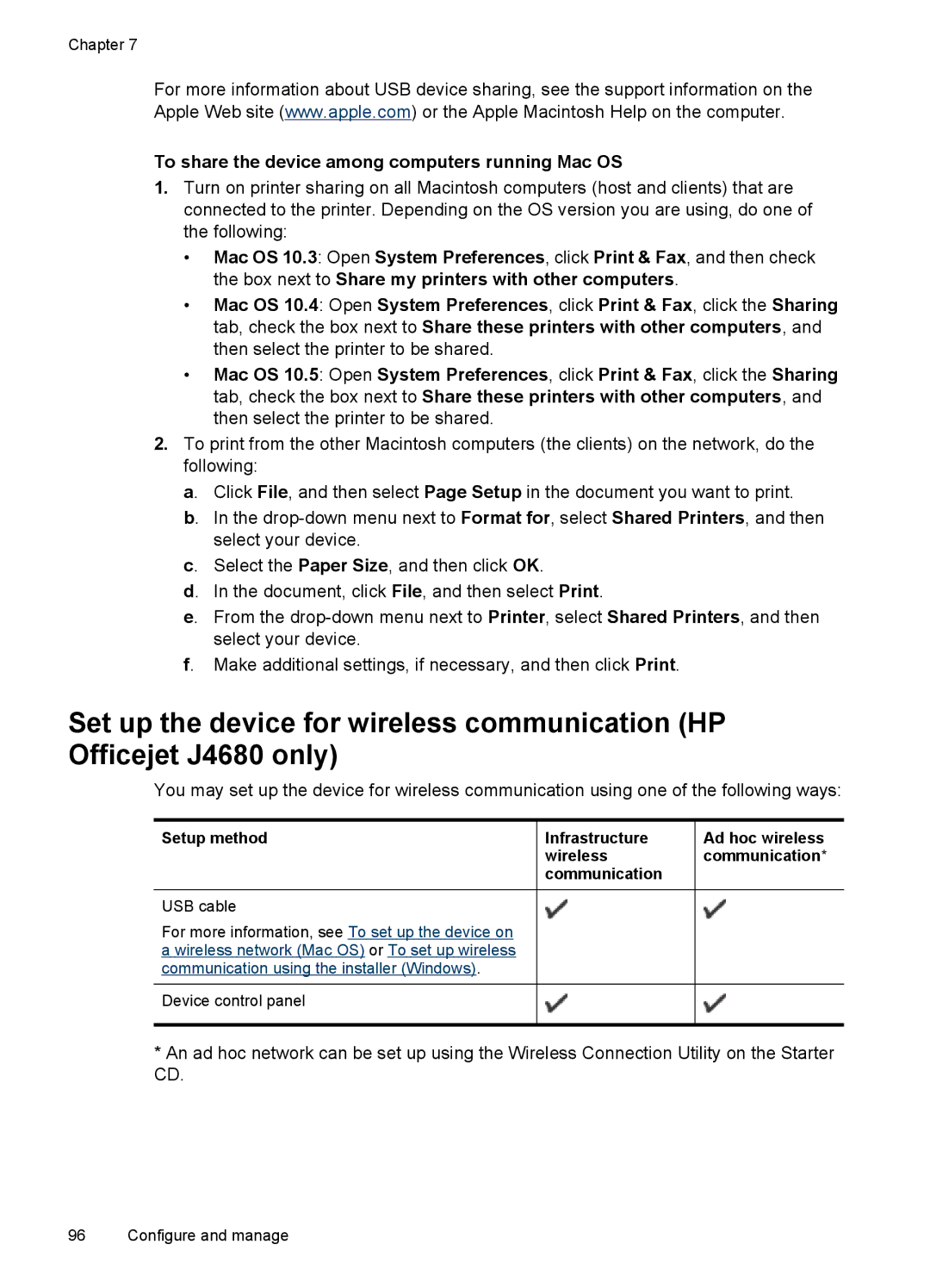 HP J4680, J4660, J4580, J4540, J4550 manual To share the device among computers running Mac OS 