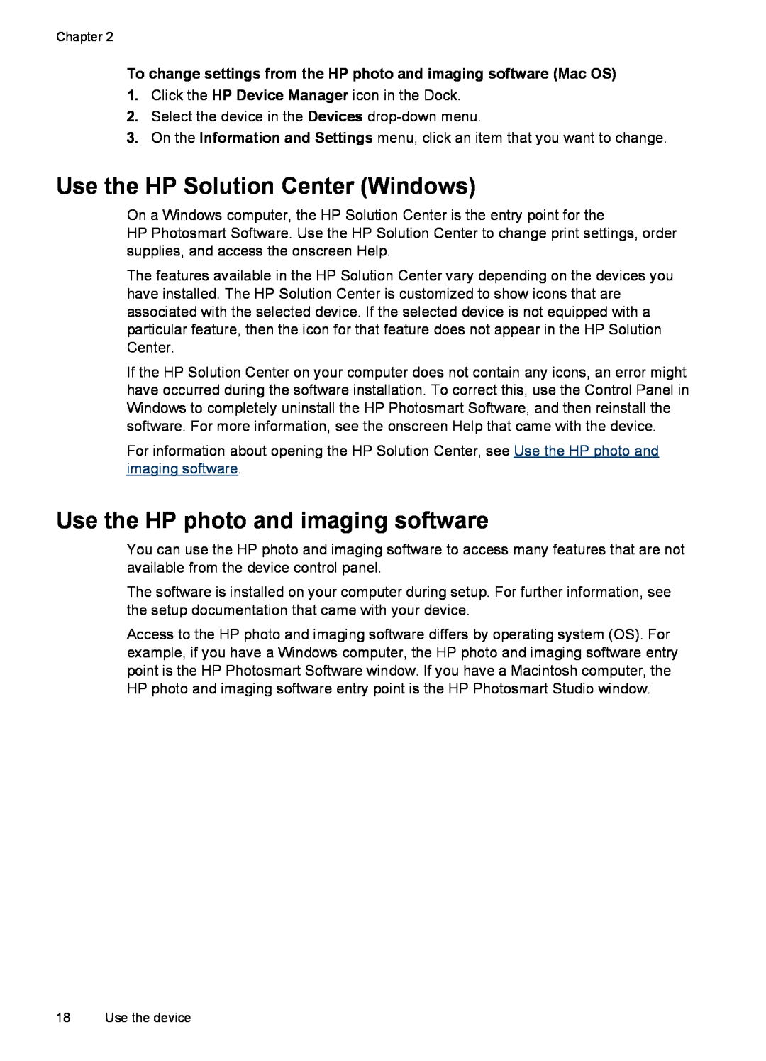 HP J4580, J4680, J4660, J4540, J4550 manual Use the HP Solution Center Windows, Use the HP photo and imaging software 