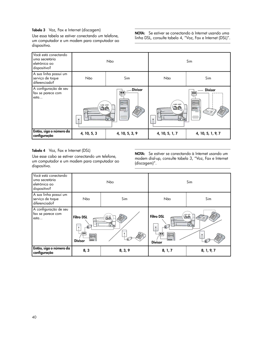 HP J5788, J5780, J5740, J5730 manual Esta, Divisor Então, siga o número da Configuração 