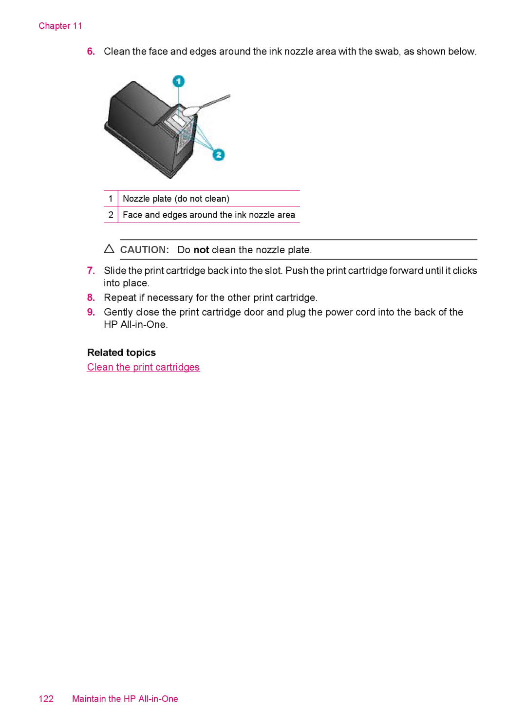 HP J5788, J5780, J5750, J5740 manual Clean the print cartridges 