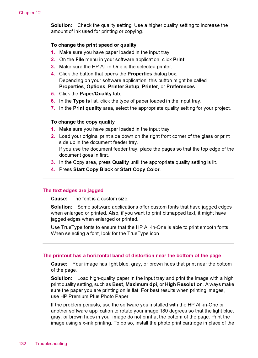 HP J5750, J5788, J5780, J5740 manual To change the print speed or quality, Text edges are jagged 