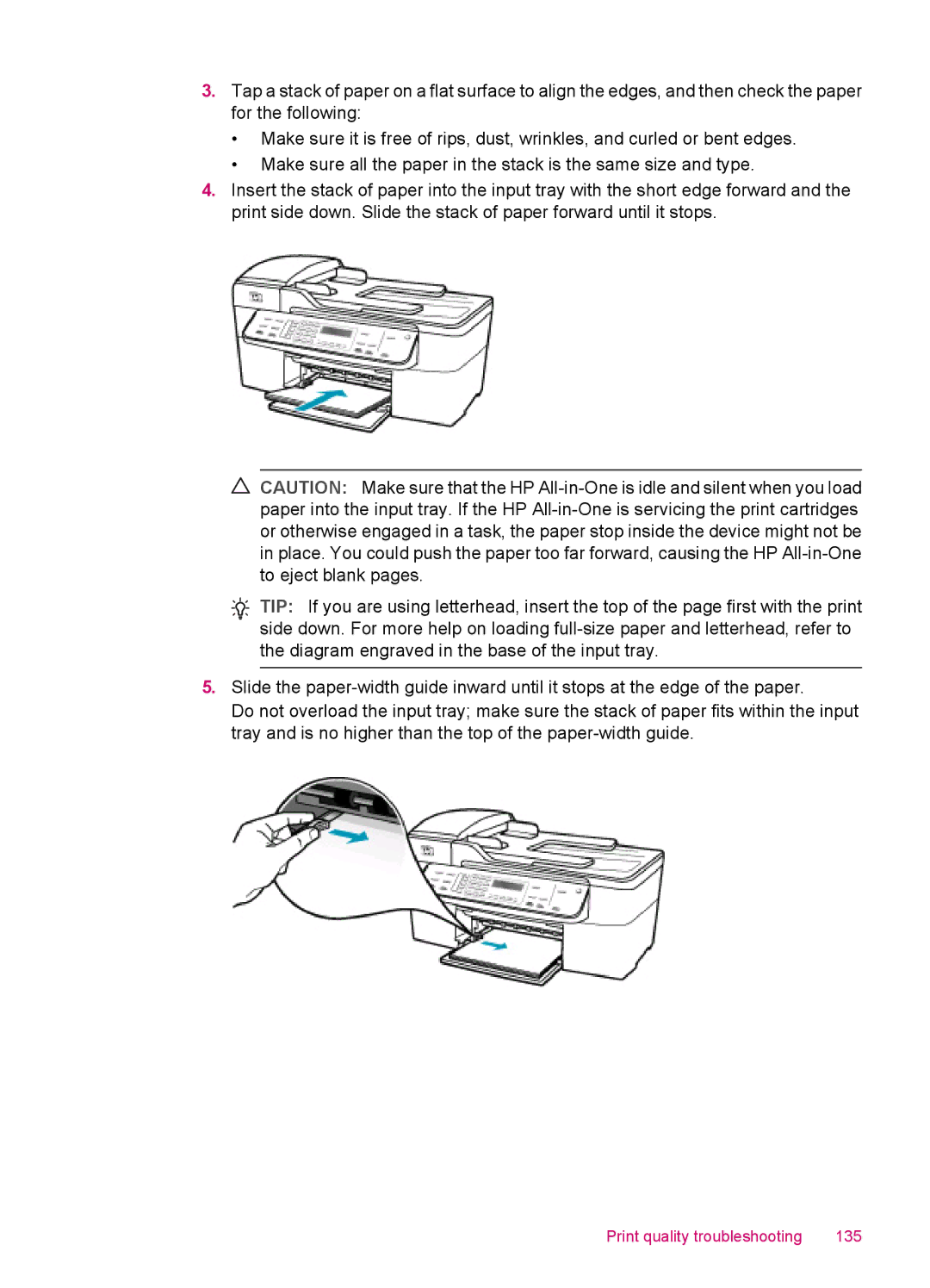 HP J5780, J5788, J5750, J5740 manual Print quality troubleshooting 135 