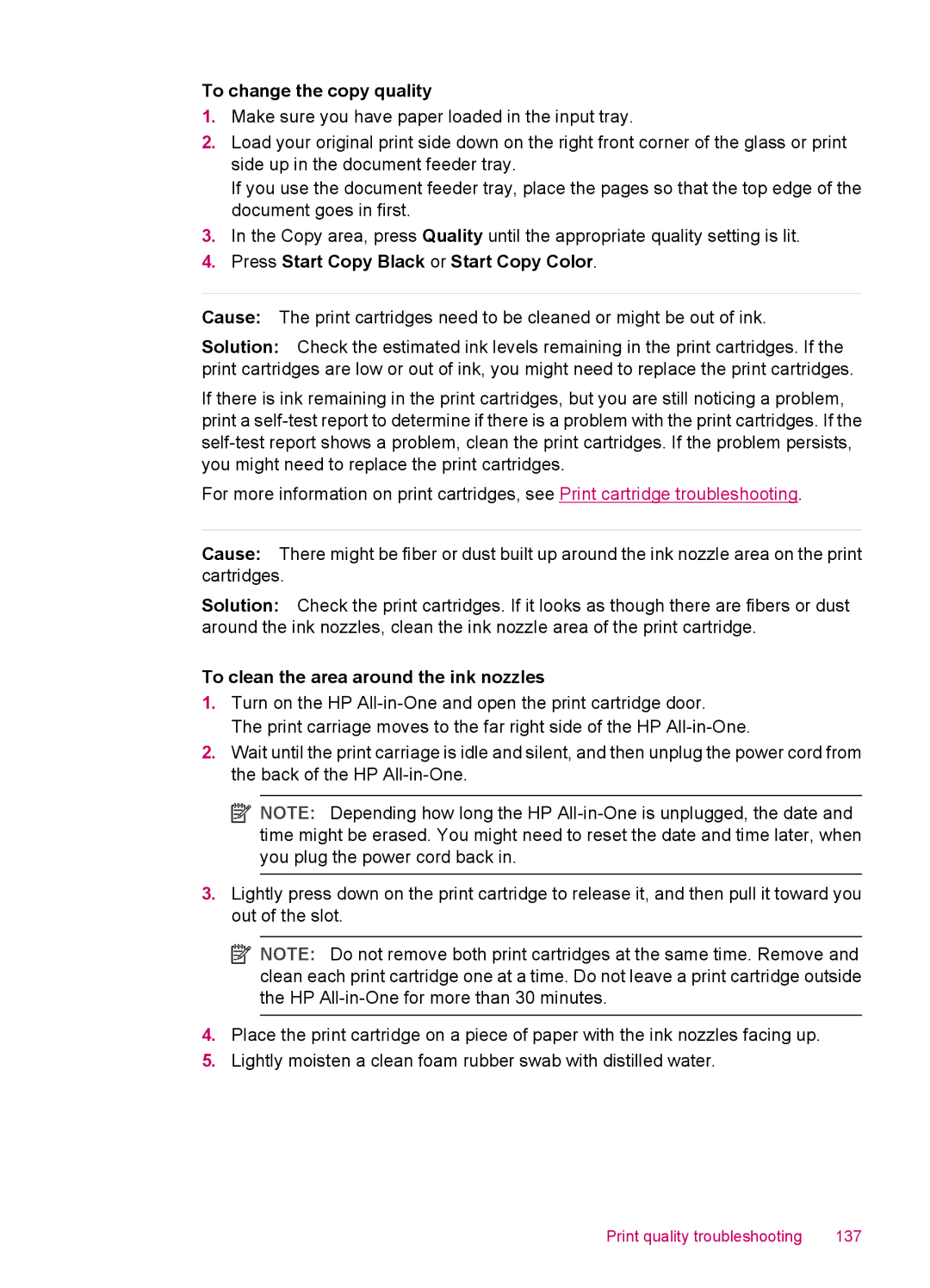 HP J5740, J5788, J5780, J5750 manual Print quality troubleshooting 137 