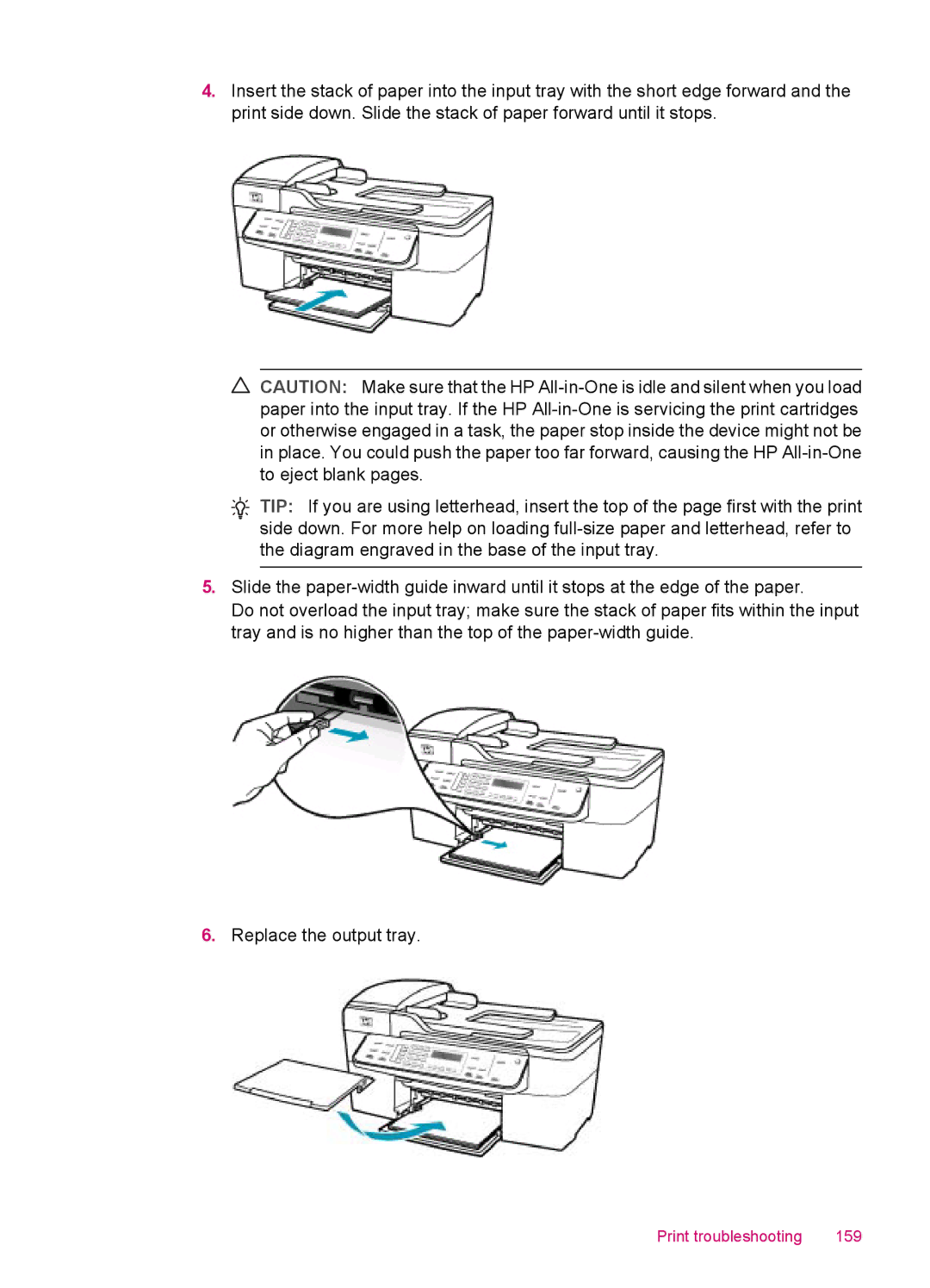 HP J5780, J5788, J5750, J5740 manual Print troubleshooting 159 