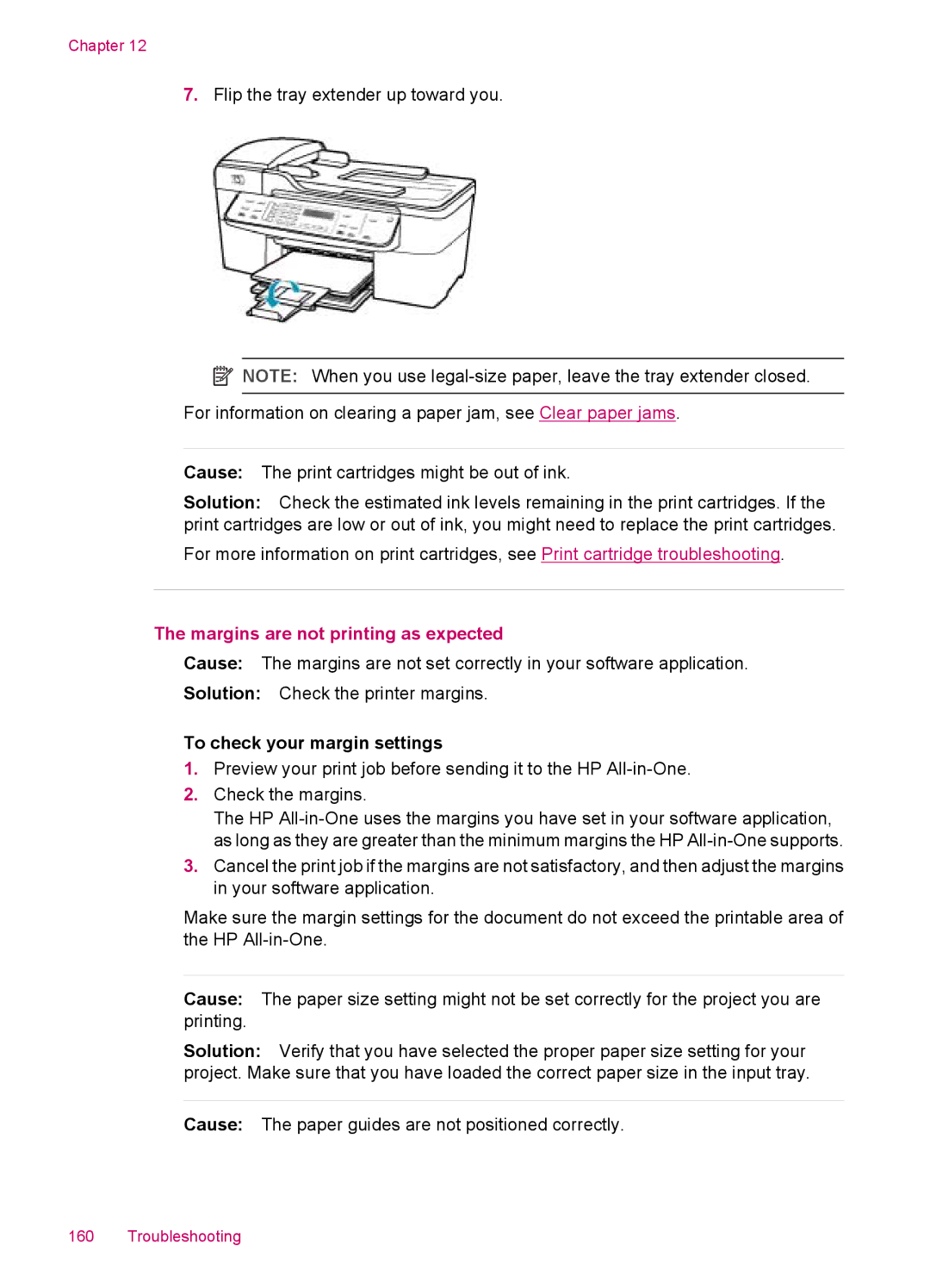 HP J5750, J5788, J5780, J5740 manual Margins are not printing as expected, To check your margin settings 