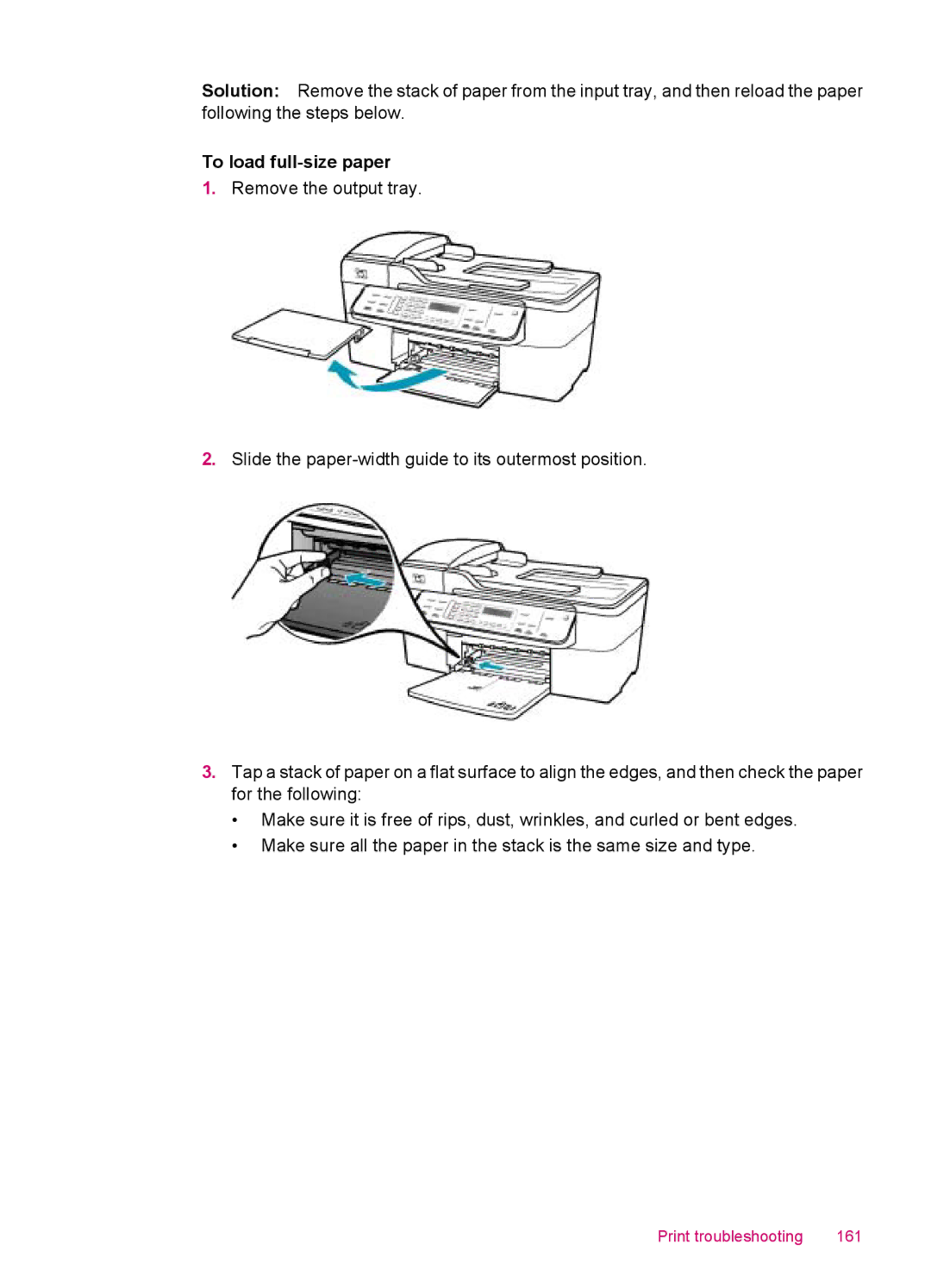 HP J5740, J5788, J5780, J5750 manual Print troubleshooting 161 