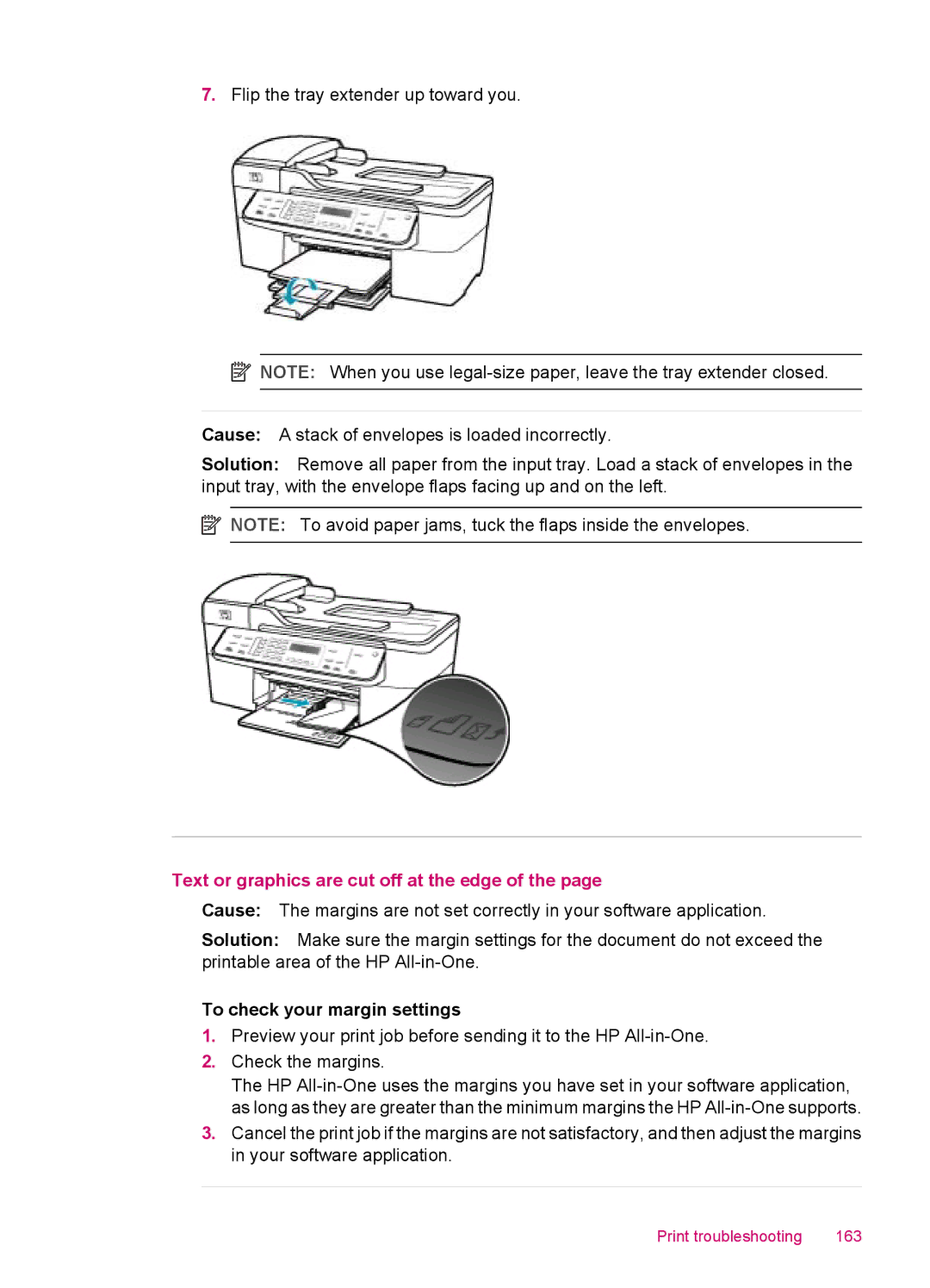 HP J5780, J5788, J5750, J5740 manual Text or graphics are cut off at the edge, To check your margin settings 