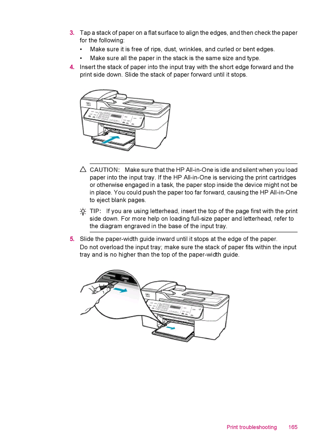 HP J5740, J5788, J5780, J5750 manual Print troubleshooting 165 