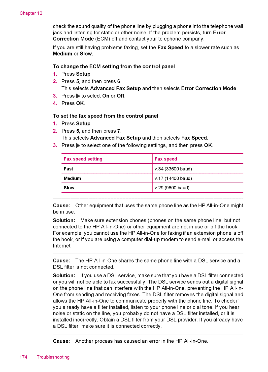 HP J5788, J5780, J5750, J5740 manual Fax speed 