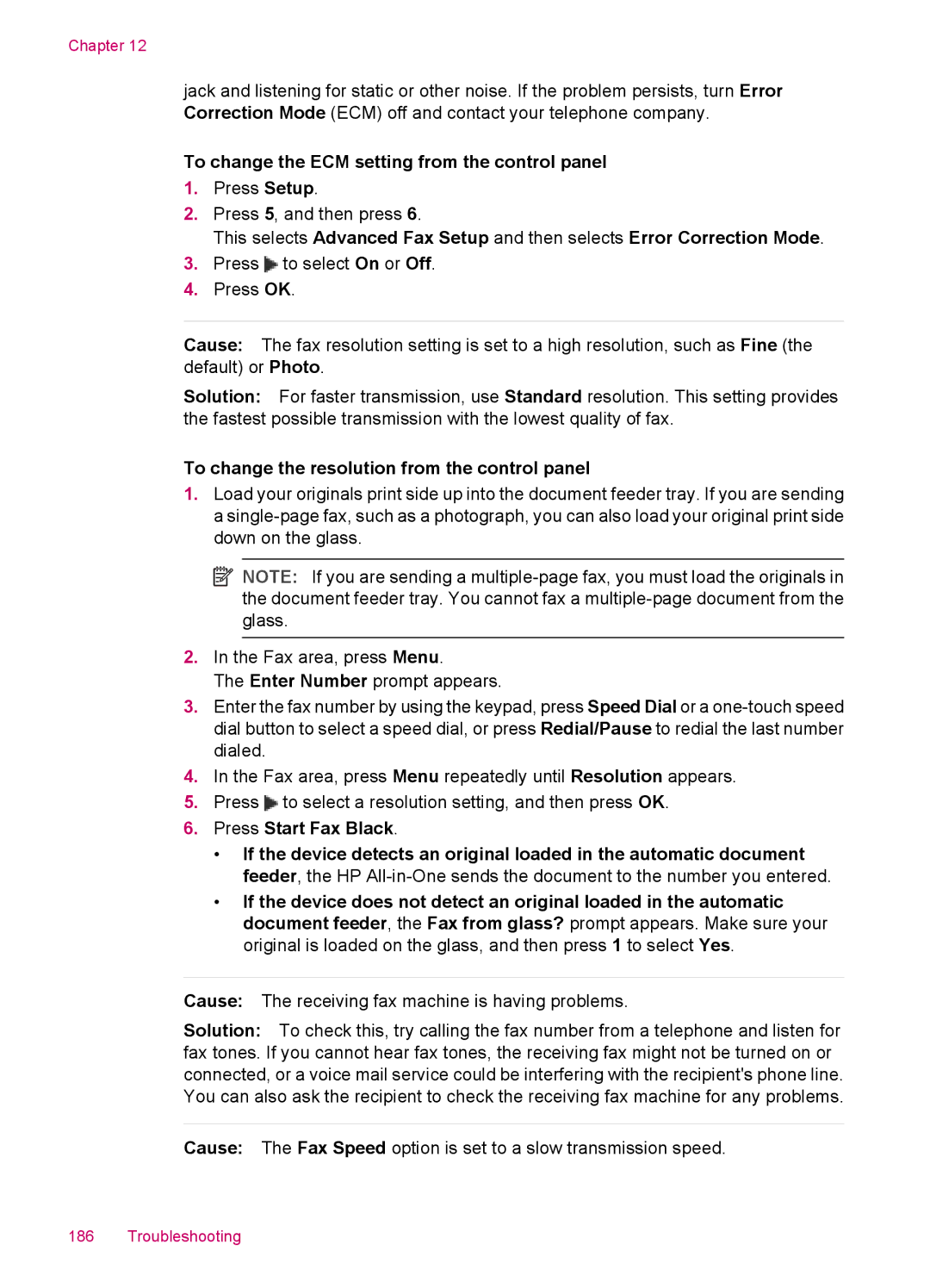 HP J5788, J5780, J5750, J5740 manual To change the ECM setting from the control panel 