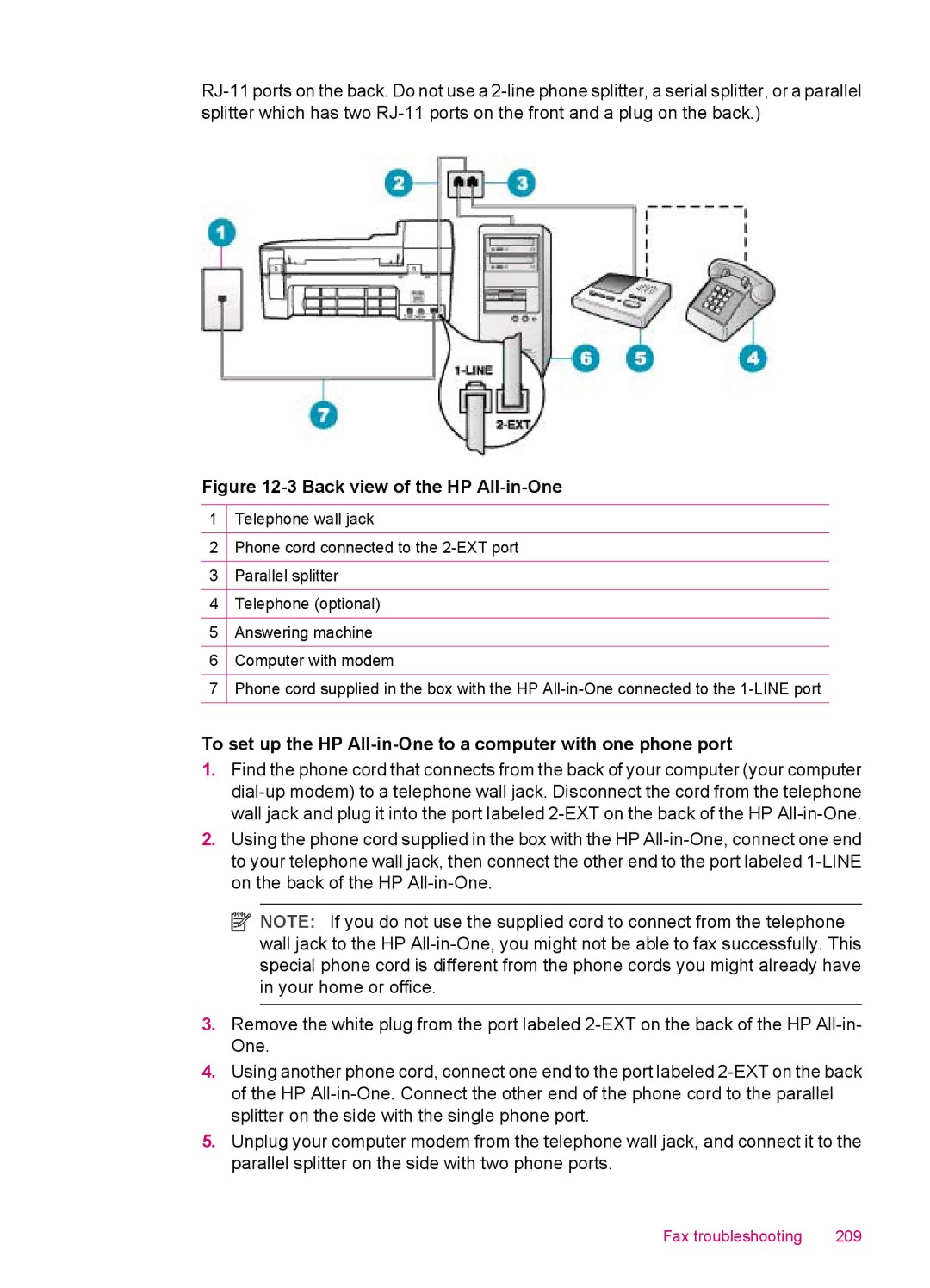 HP J5740, J5788, J5780, J5750 manual Fax troubleshooting 209 