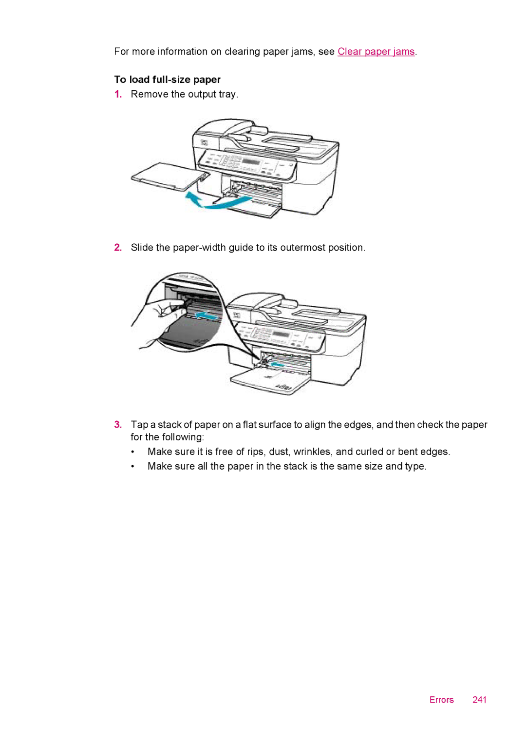 HP J5740, J5788, J5780, J5750 manual To load full-size paper 