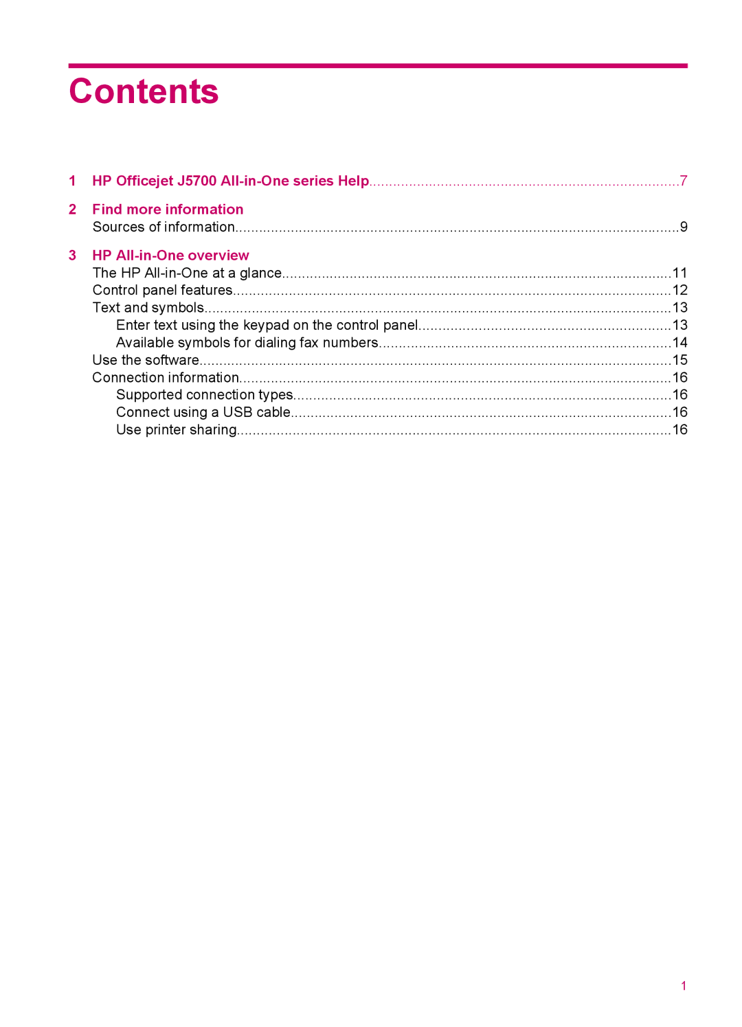 HP J5740, J5788, J5780, J5750 manual Contents 