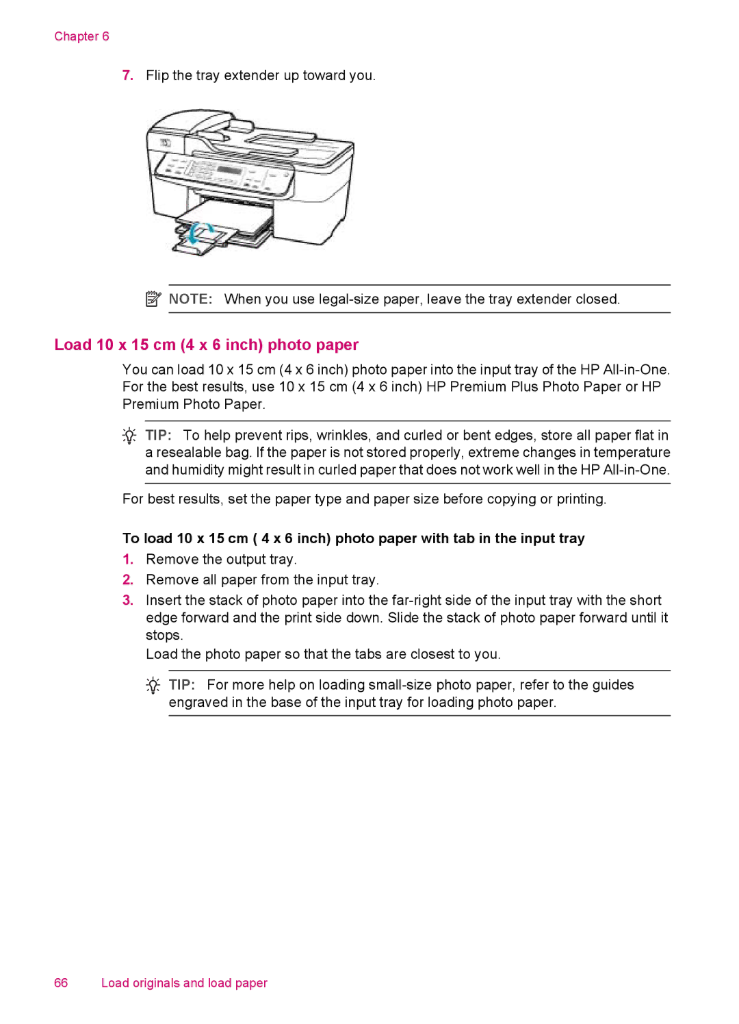 HP J5788, J5780, J5750, J5740 manual Load 10 x 15 cm 4 x 6 inch photo paper 