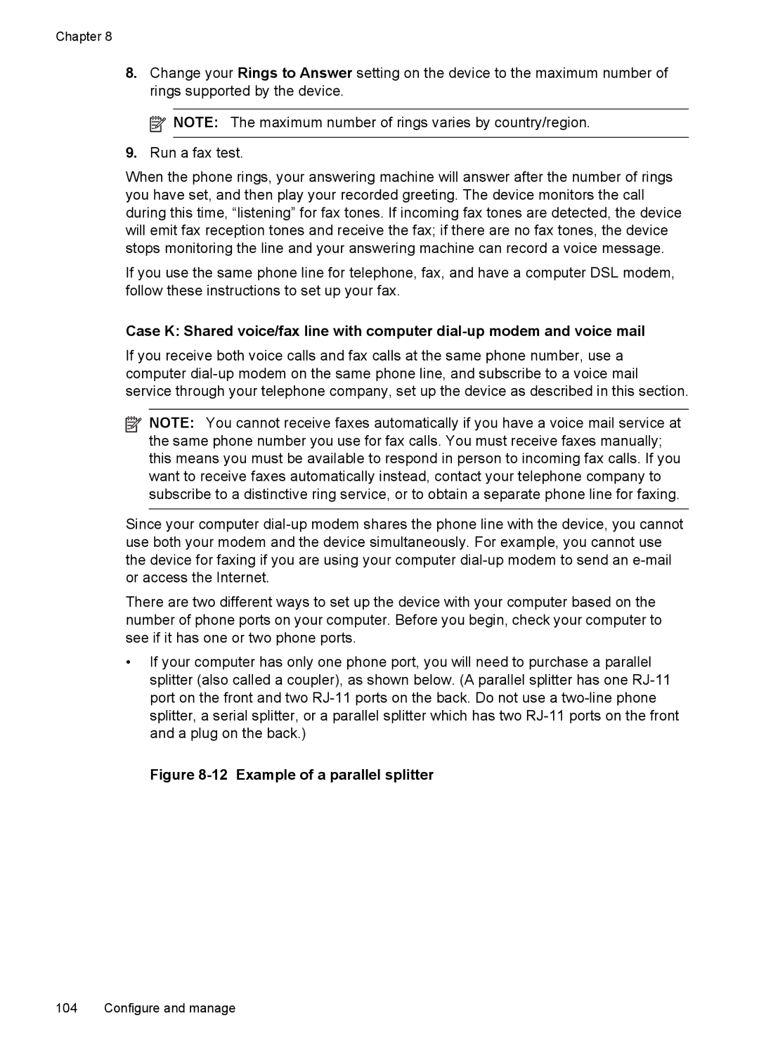 HP J6400 manual Example of a parallel splitter 