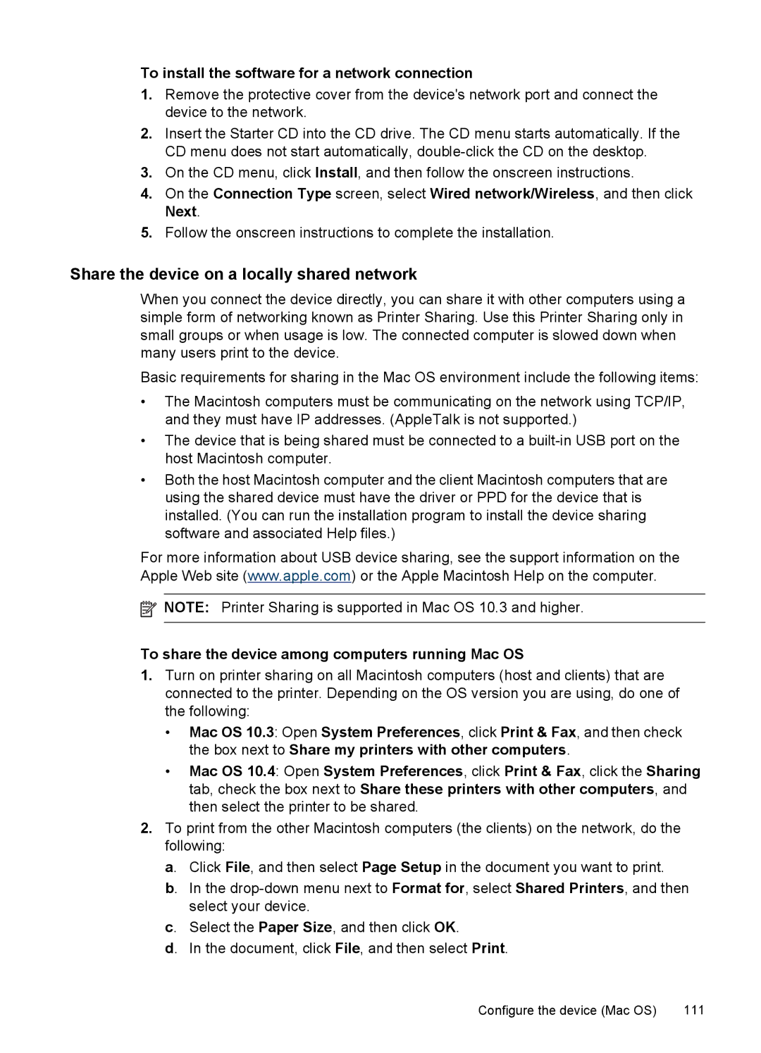 HP J6400 manual Share the device on a locally shared network, To install the software for a network connection 