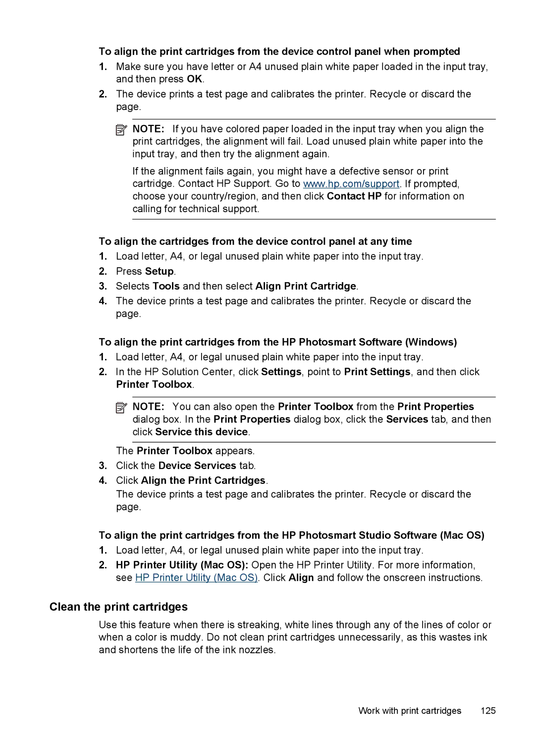 HP J6400 manual Clean the print cartridges, Selects Tools and then select Align Print Cartridge 