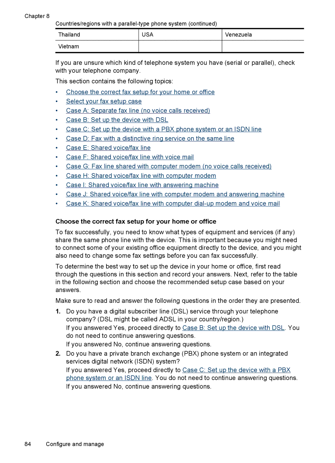 HP J6400 manual Choose the correct fax setup for your home or office 