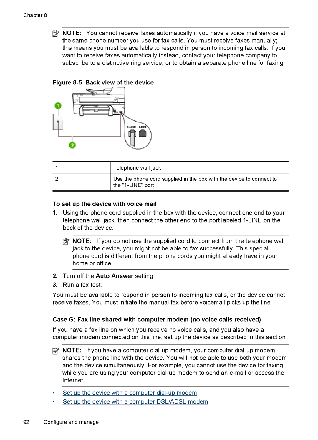 HP J6400 manual To set up the device with voice mail 