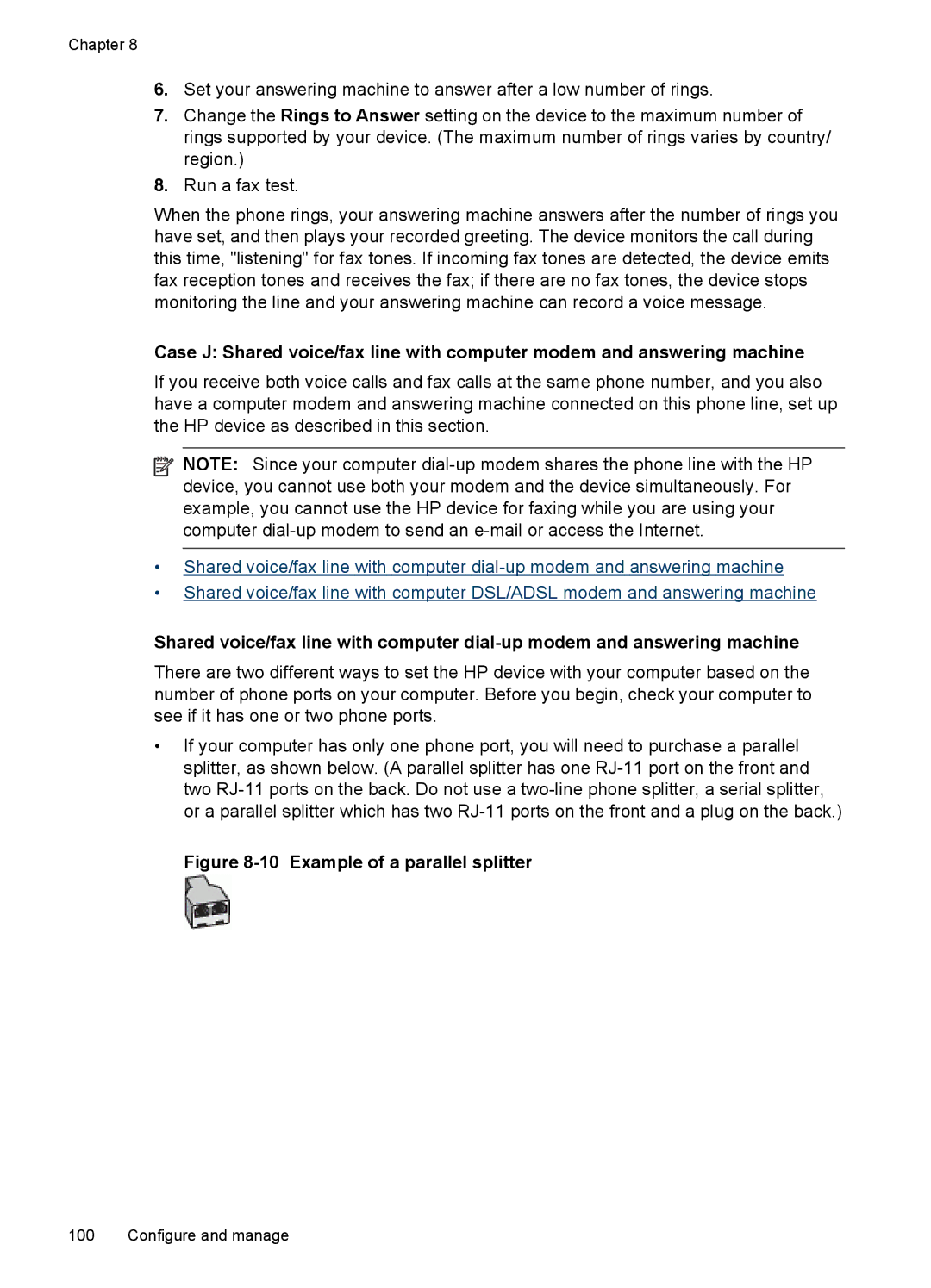 HP J6400 manual Example of a parallel splitter 