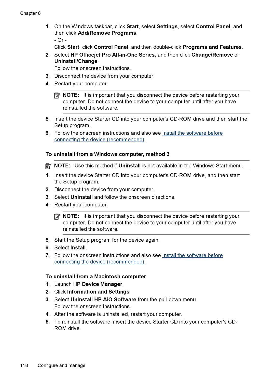 HP J6400 manual To uninstall from a Windows computer, method 