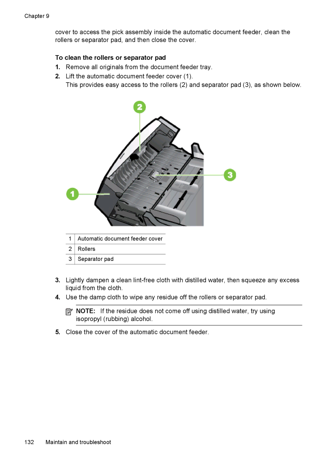 HP J6400 manual To clean the rollers or separator pad 