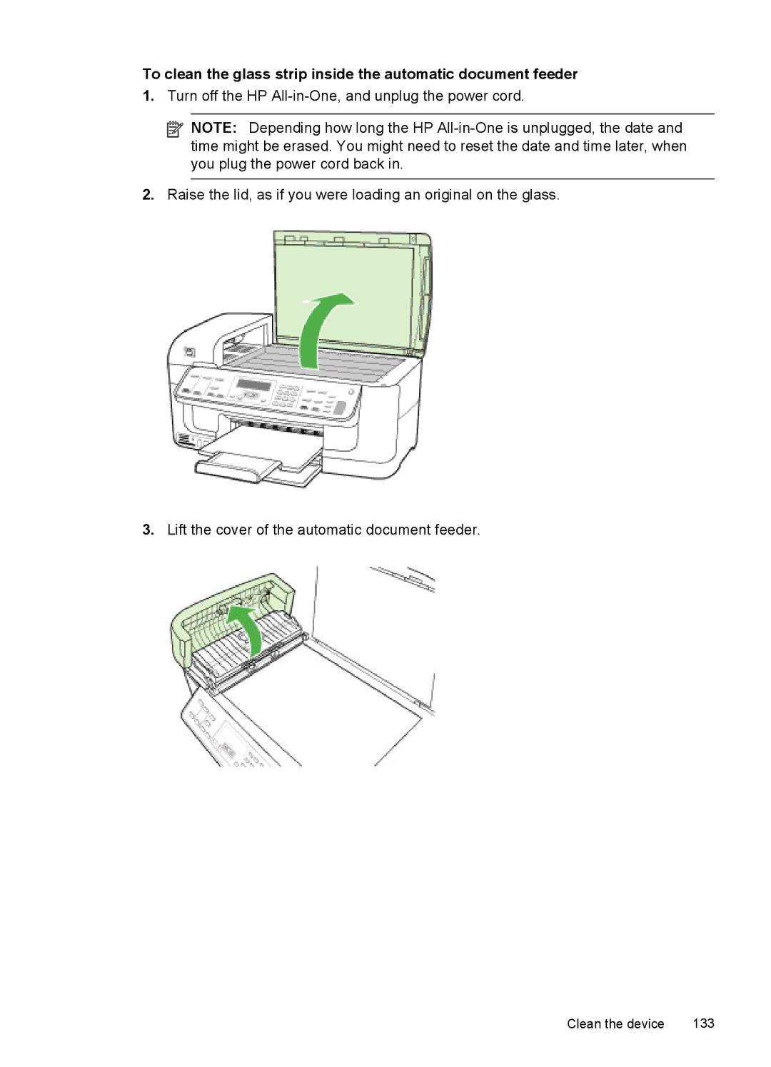 HP J6400 manual Clean the device 133 