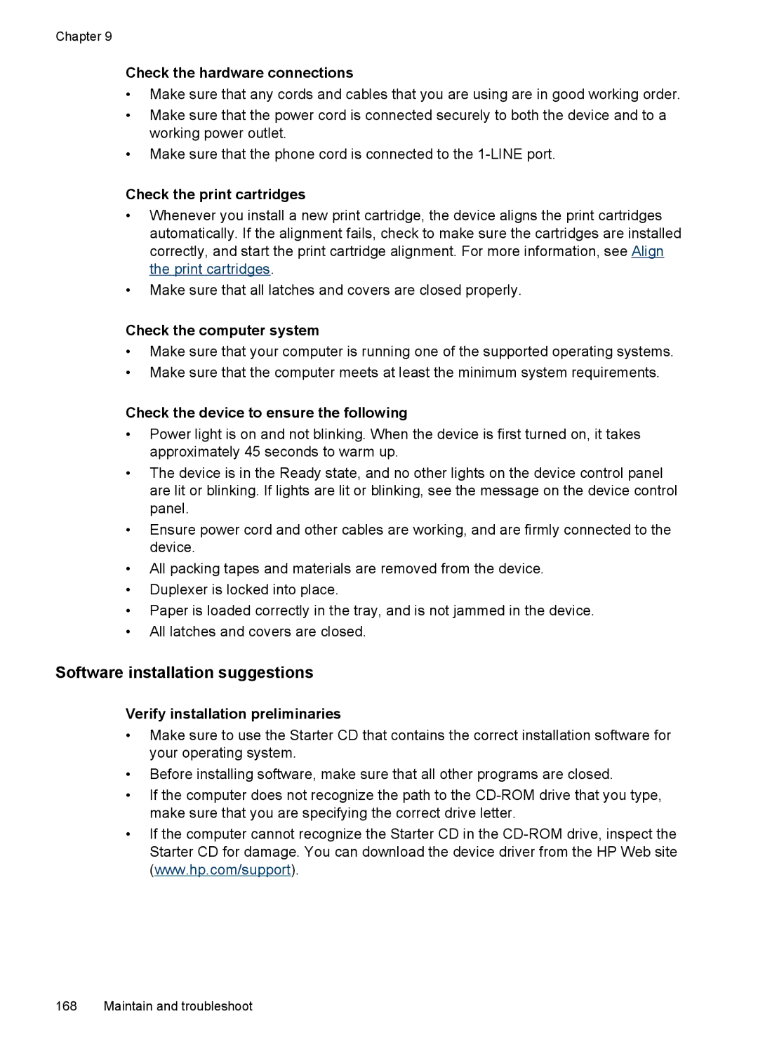 HP J6400 manual Software installation suggestions, Check the hardware connections, Check the computer system 