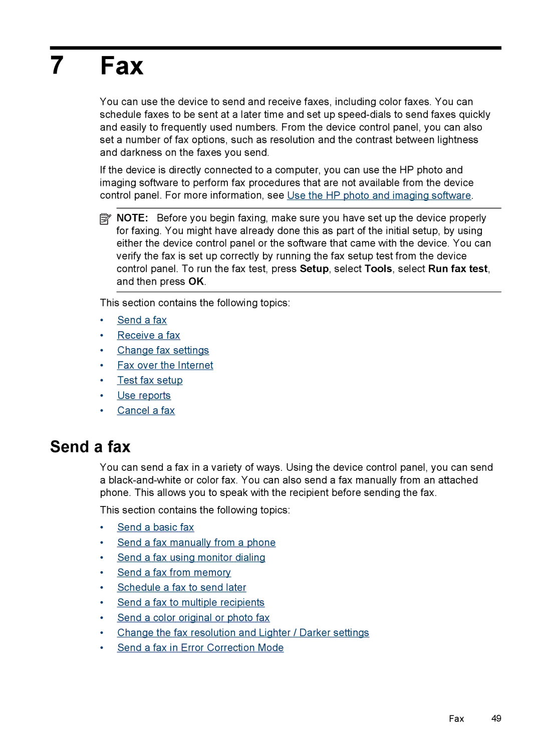 HP J6400 manual Fax, Send a fax 