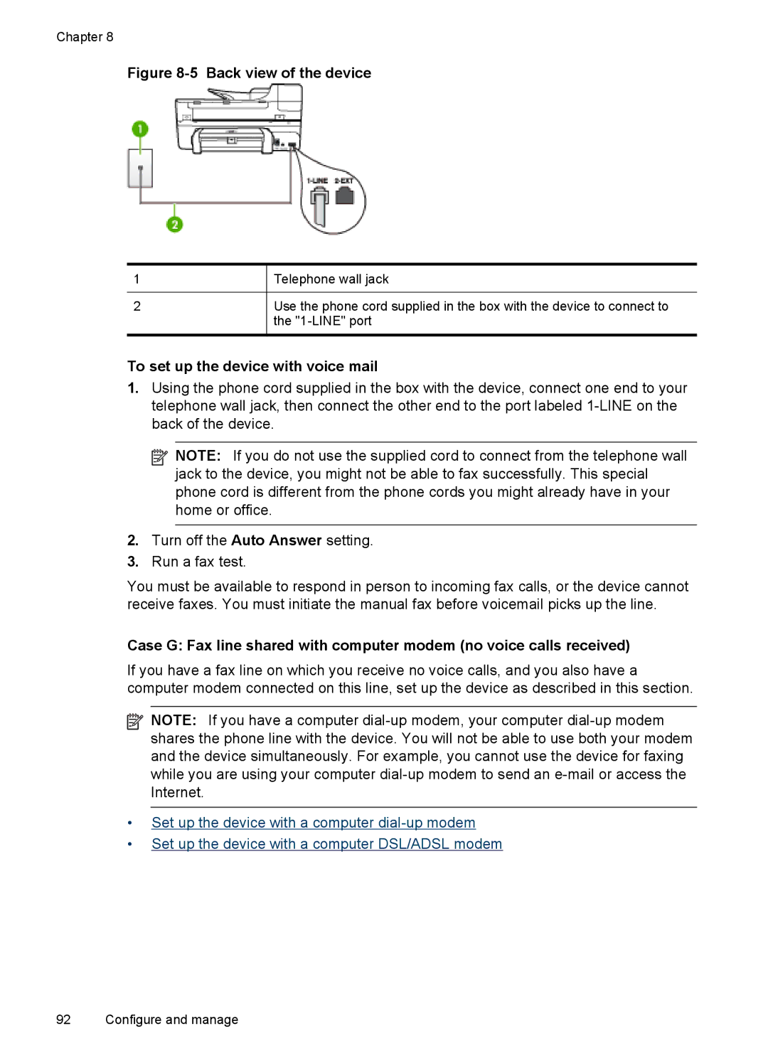 HP J6400 manual To set up the device with voice mail 