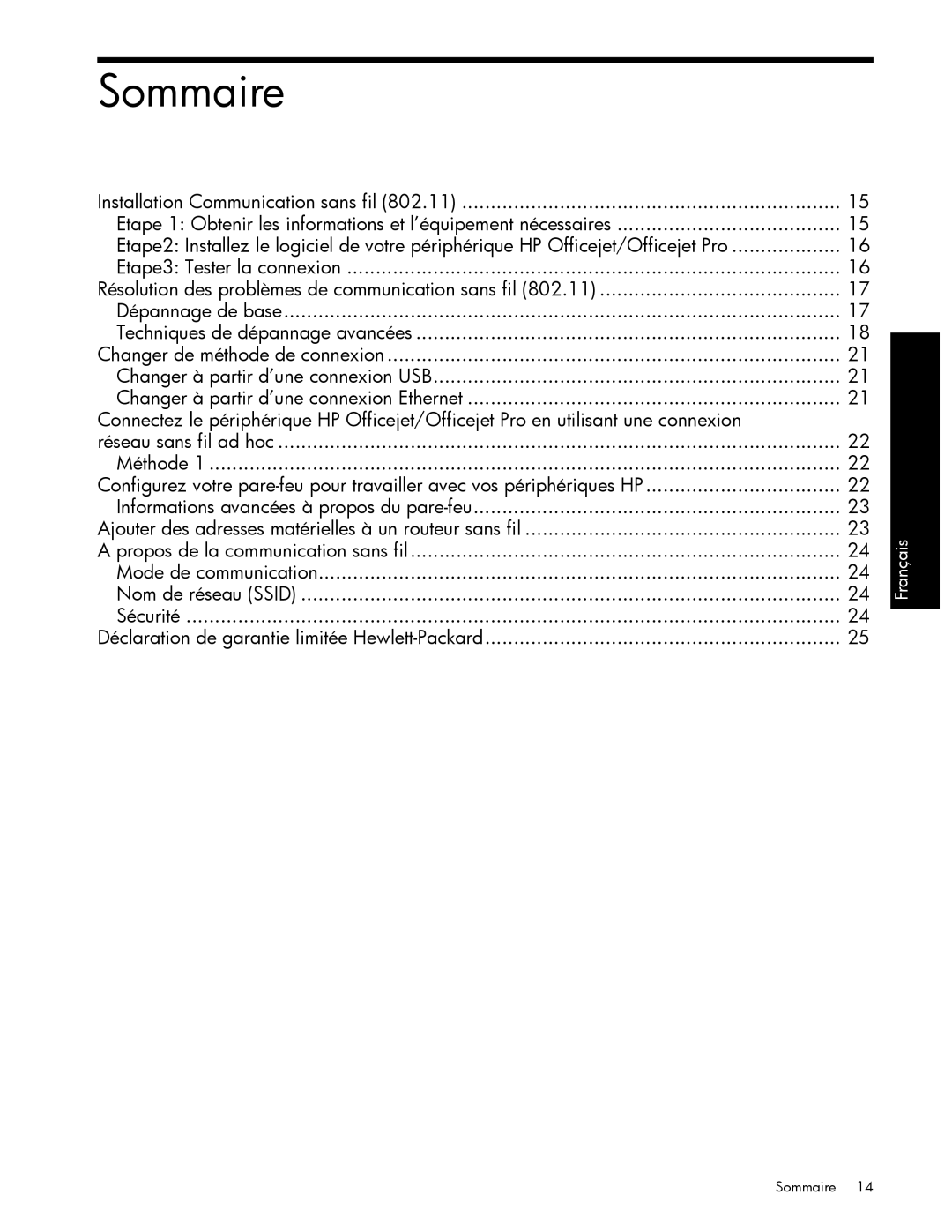 HP J6424 manual Sommaire 