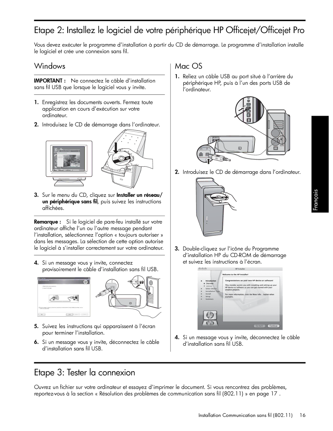 HP J6424 manual Etape 3 Tester la connexion 