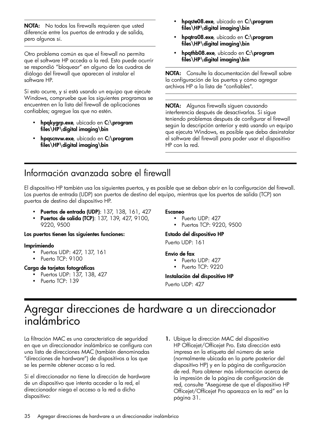 HP J6424 manual Información avanzada sobre el firewall 