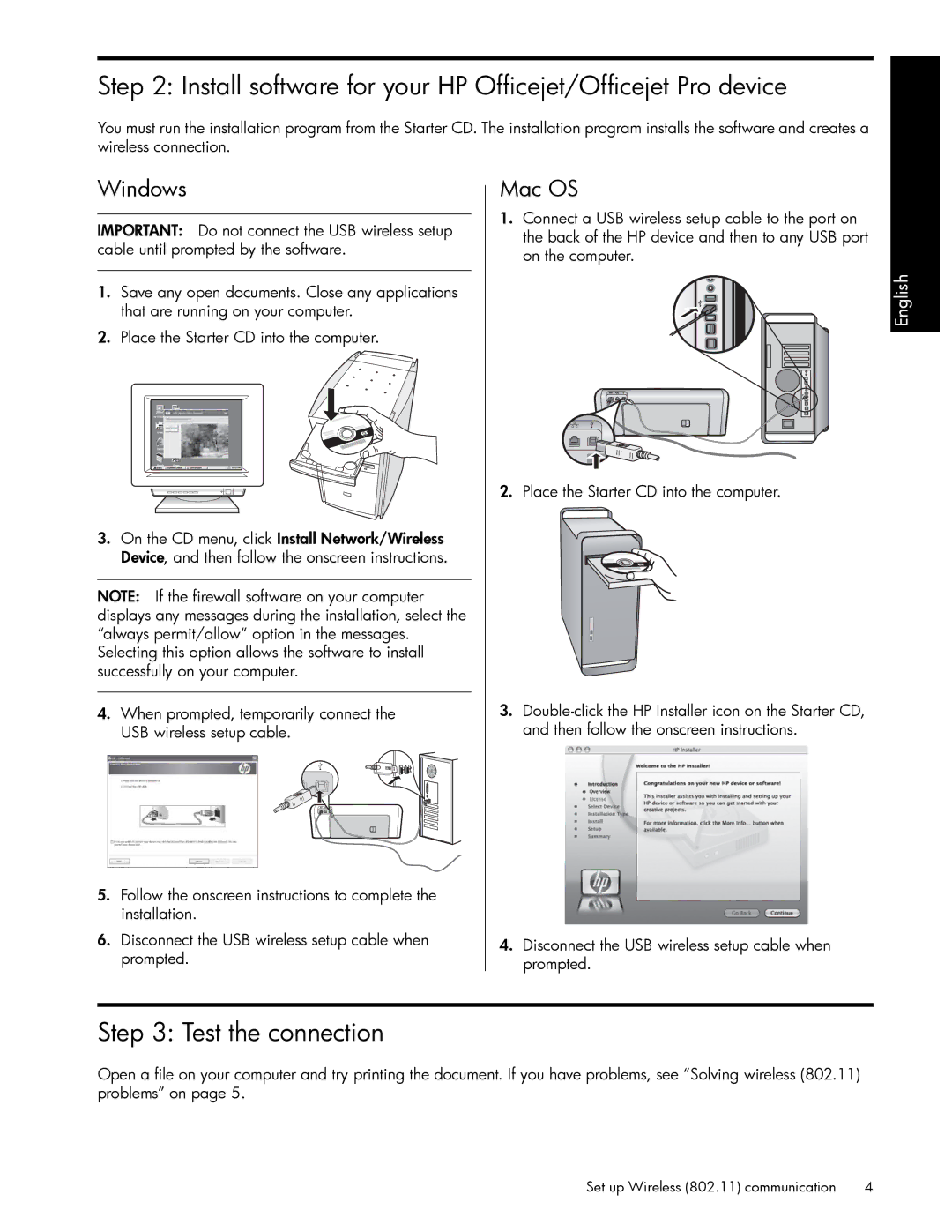 HP J6424 manual Install software for your HP Officejet/Officejet Pro device, Test the connection 