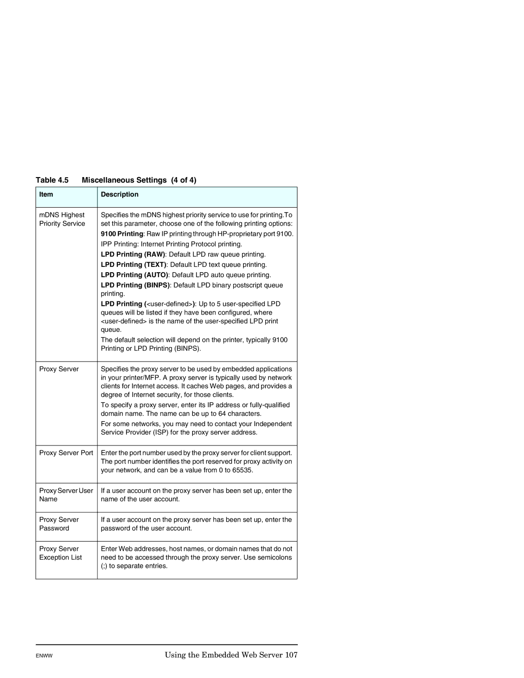 HP J7949E manual Miscellaneous Settings 4 