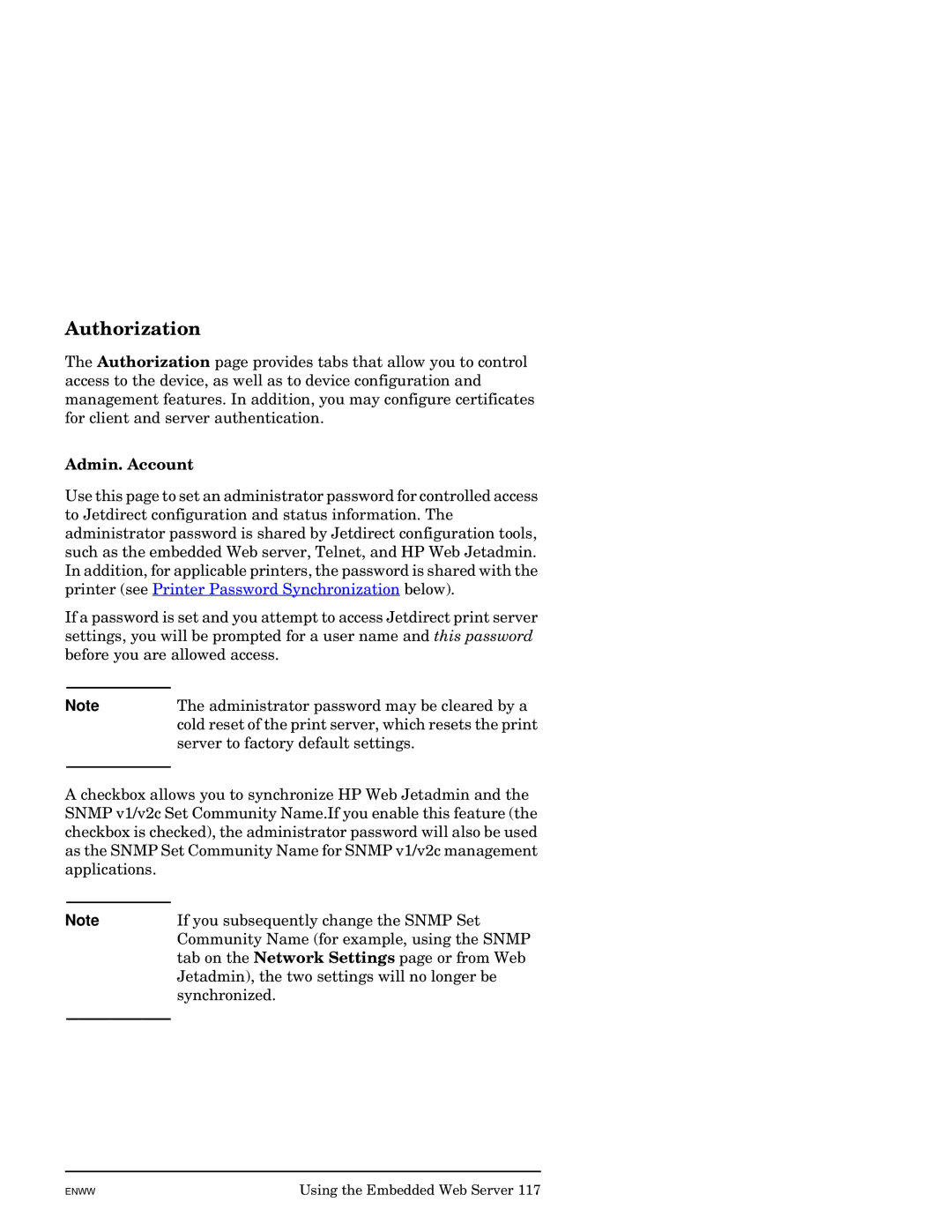 HP J7949E manual Authorization, Admin. Account 