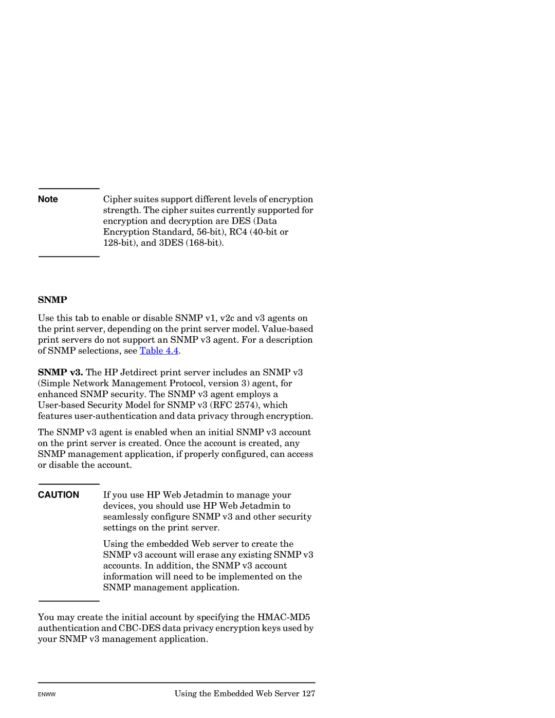 HP J7949E manual Cipher suites support different levels of encryption 