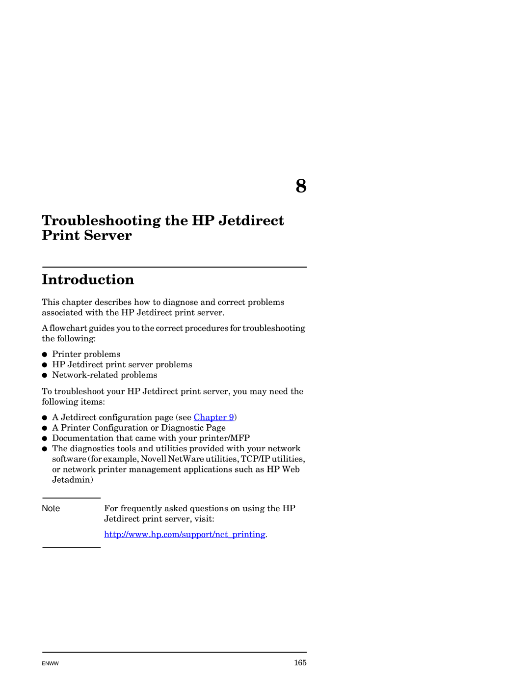 HP J7949E manual Troubleshooting the HP Jetdirect Print Server Introduction 