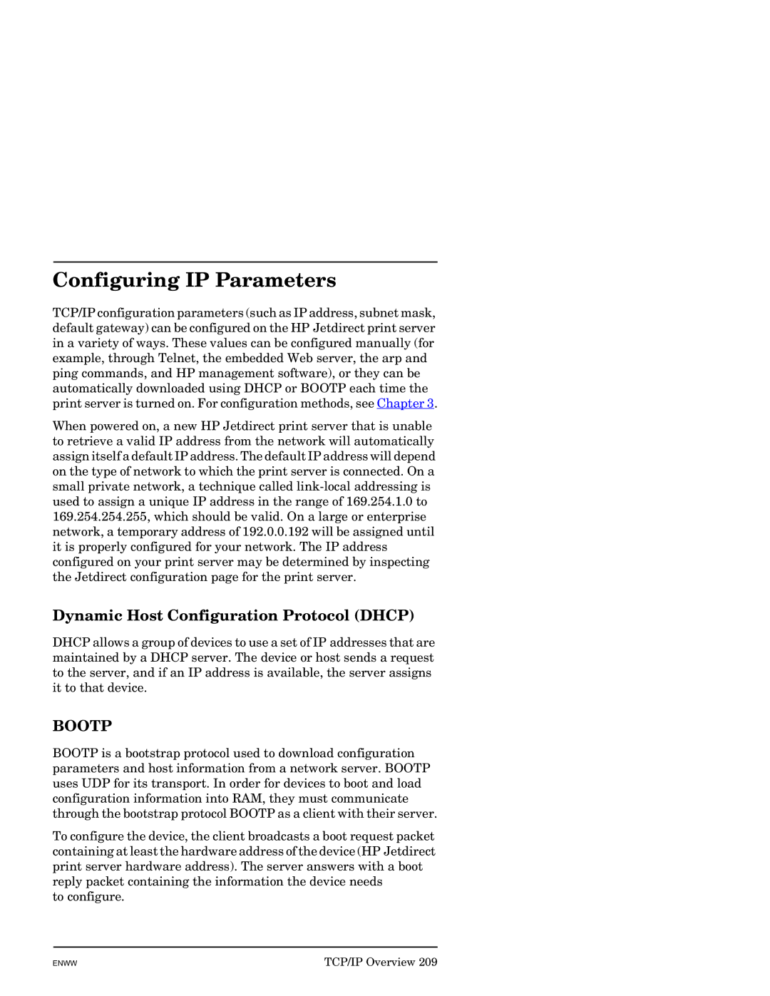 HP J7949E manual Configuring IP Parameters, Dynamic Host Configuration Protocol Dhcp 