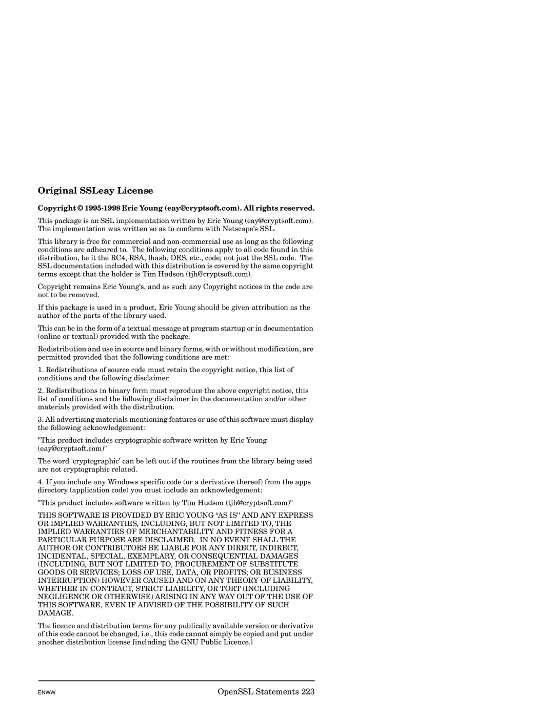 HP J7949E manual Original SSLeay License 