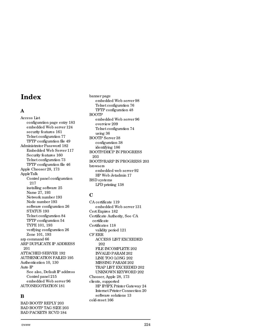 HP J7949E manual Index, ARP Duplicate IP Address 