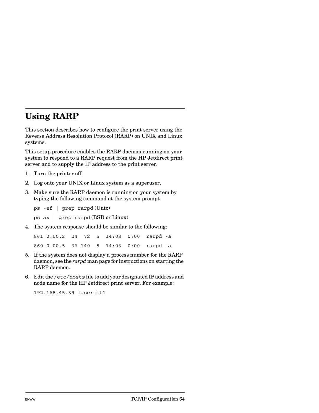 HP J7949E manual Using Rarp 