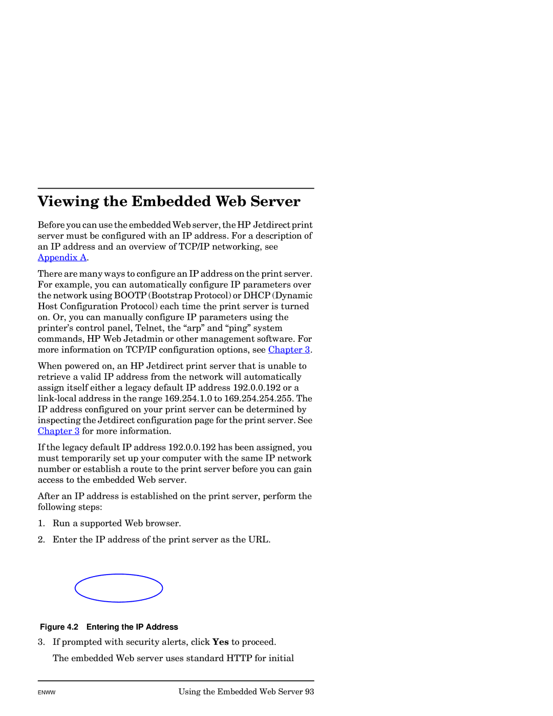 HP J7949E manual Viewing the Embedded Web Server, Entering the IP Address 