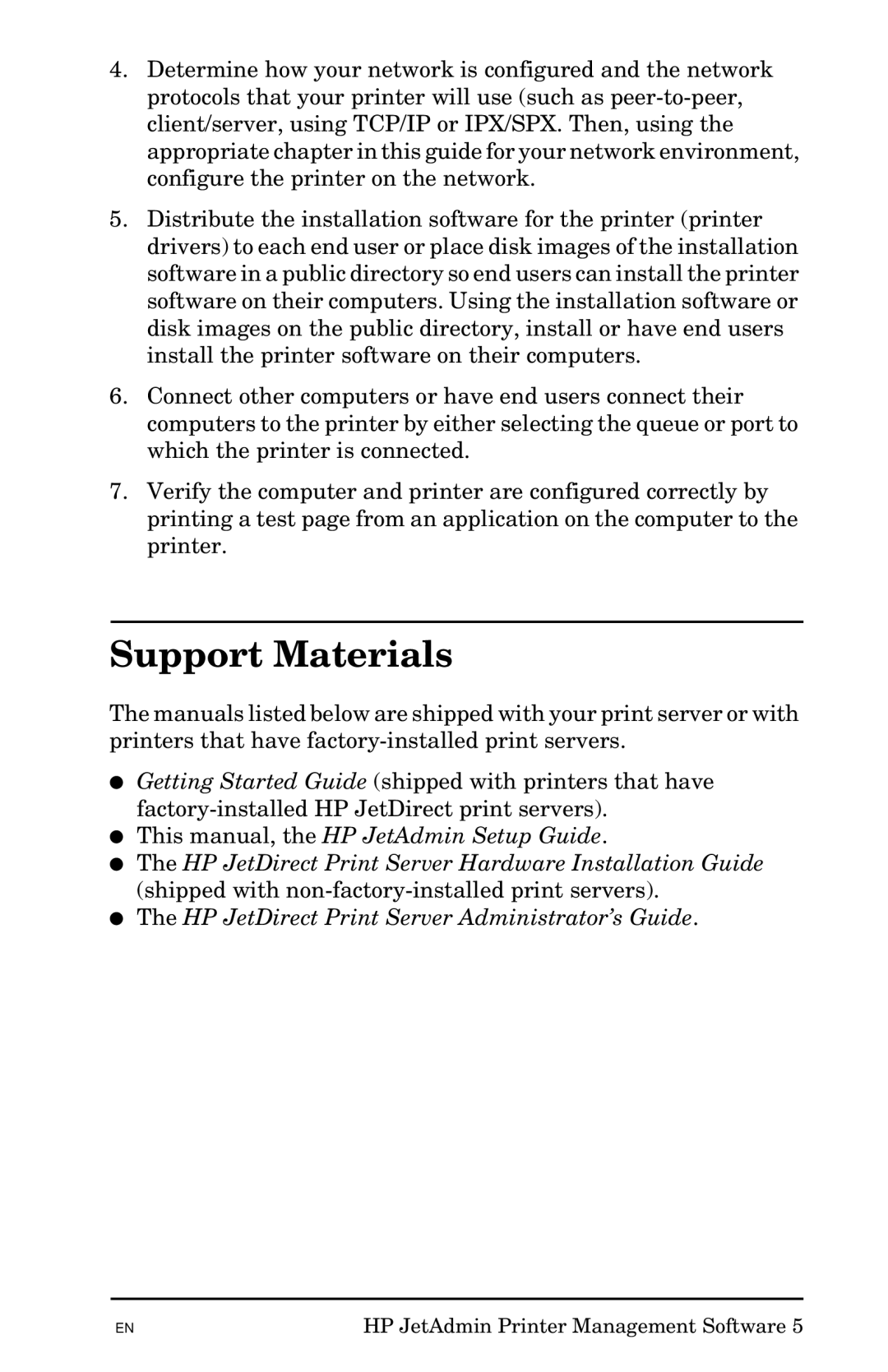 HP Jetadmin Software for OS/2 manual Support Materials 