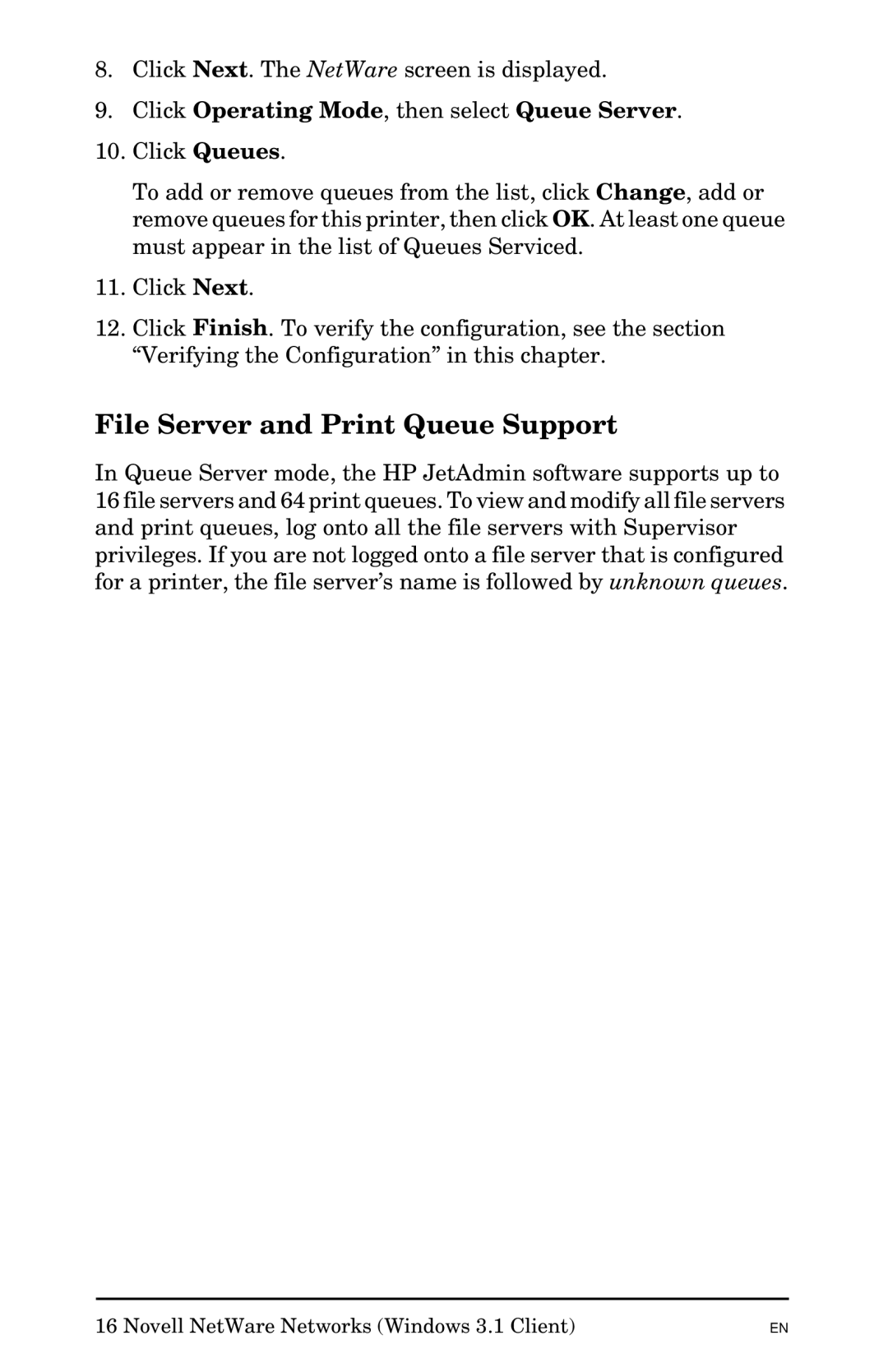 HP Jetadmin Software for OS/2 manual File Server and Print Queue Support, Click Operating Mode, then select Queue Server 