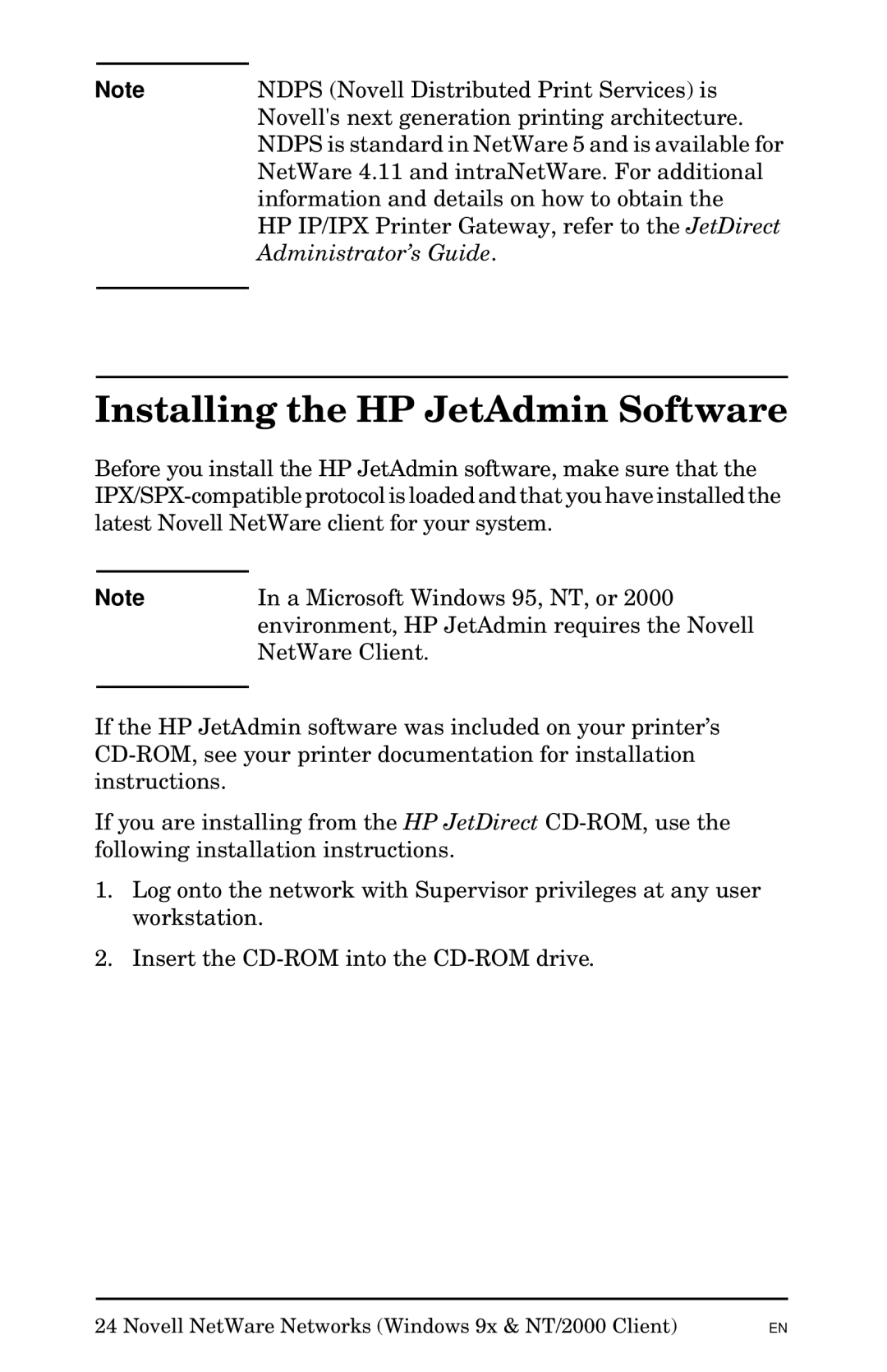 HP Jetadmin Software for OS/2 manual Administrator’s Guide 