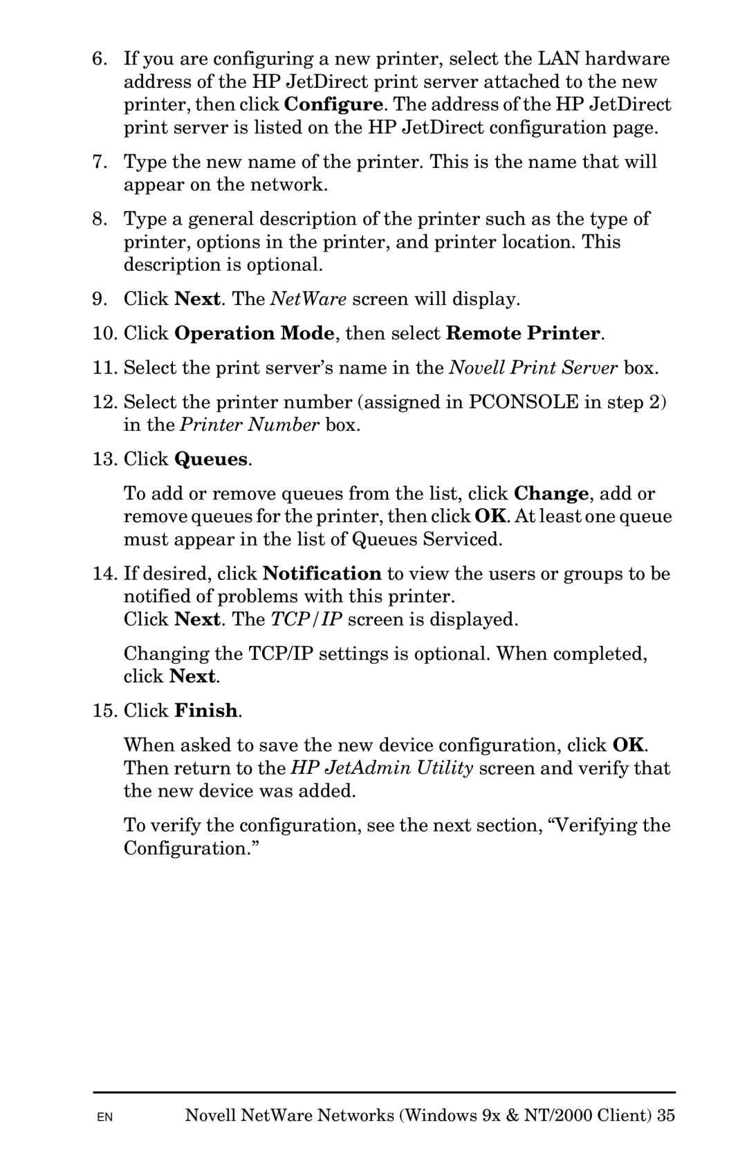 HP Jetadmin Software for OS/2 manual Click Operation Mode, then select Remote Printer 