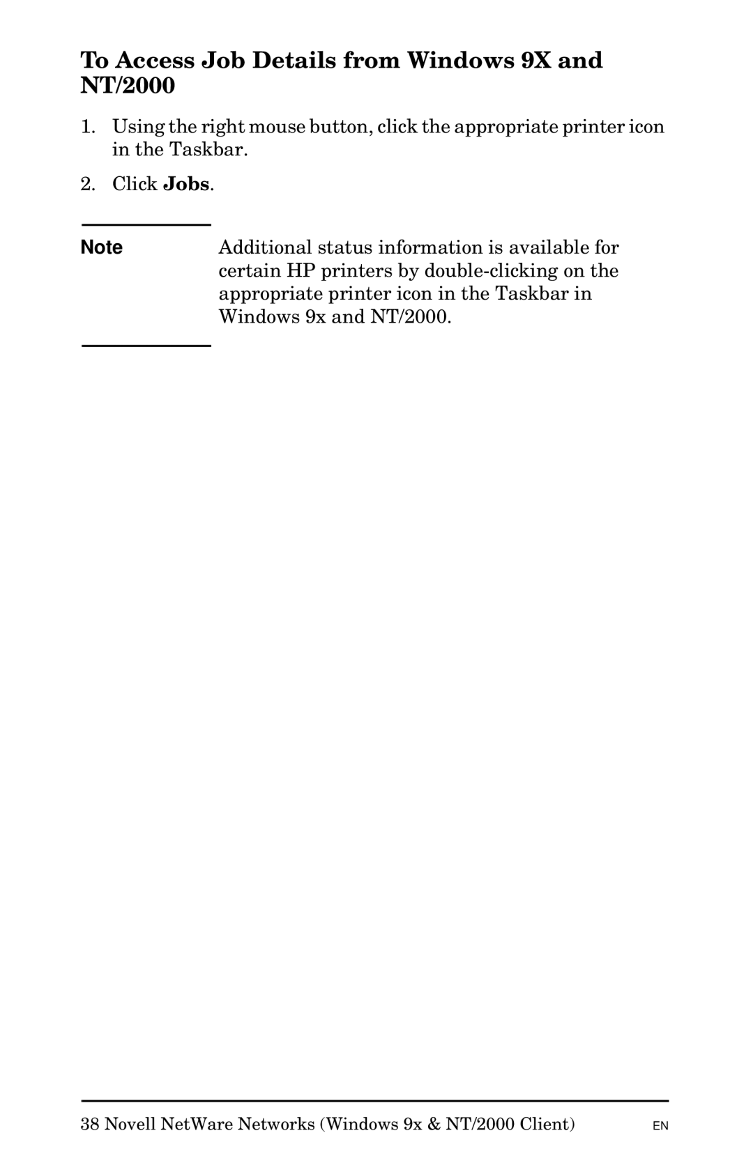 HP Jetadmin Software for OS/2 manual To Access Job Details from Windows 9X and NT/2000 